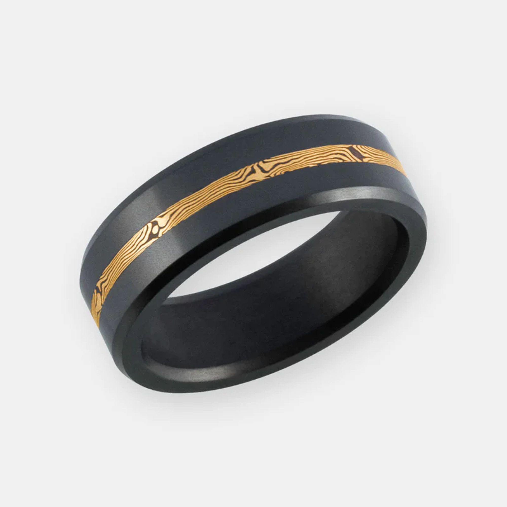 Elysium & Yellow Gold Mokume Gane Wedding Band