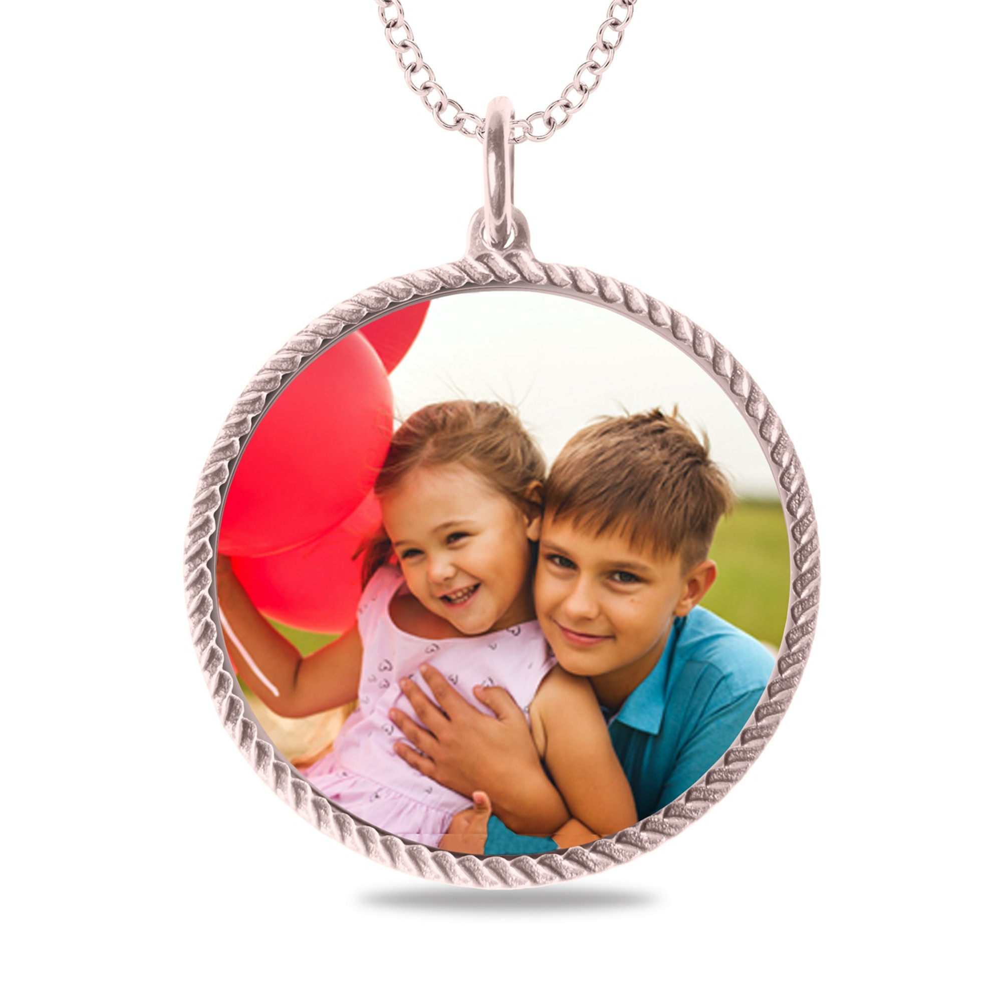 Engraveable Round Rope Edge Picture Pendant