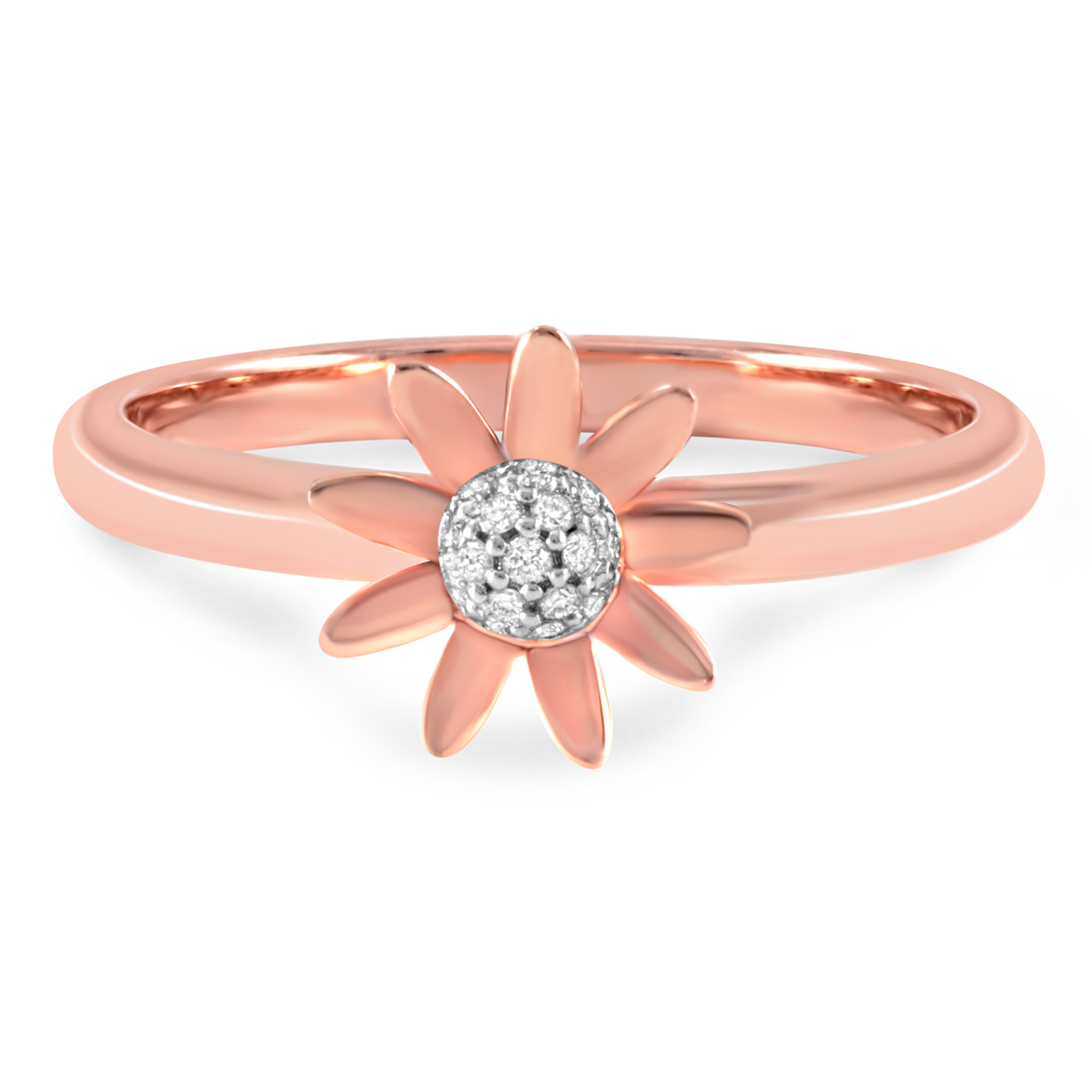 14k Rose Gold and Diamond Flower Ring by Estenza