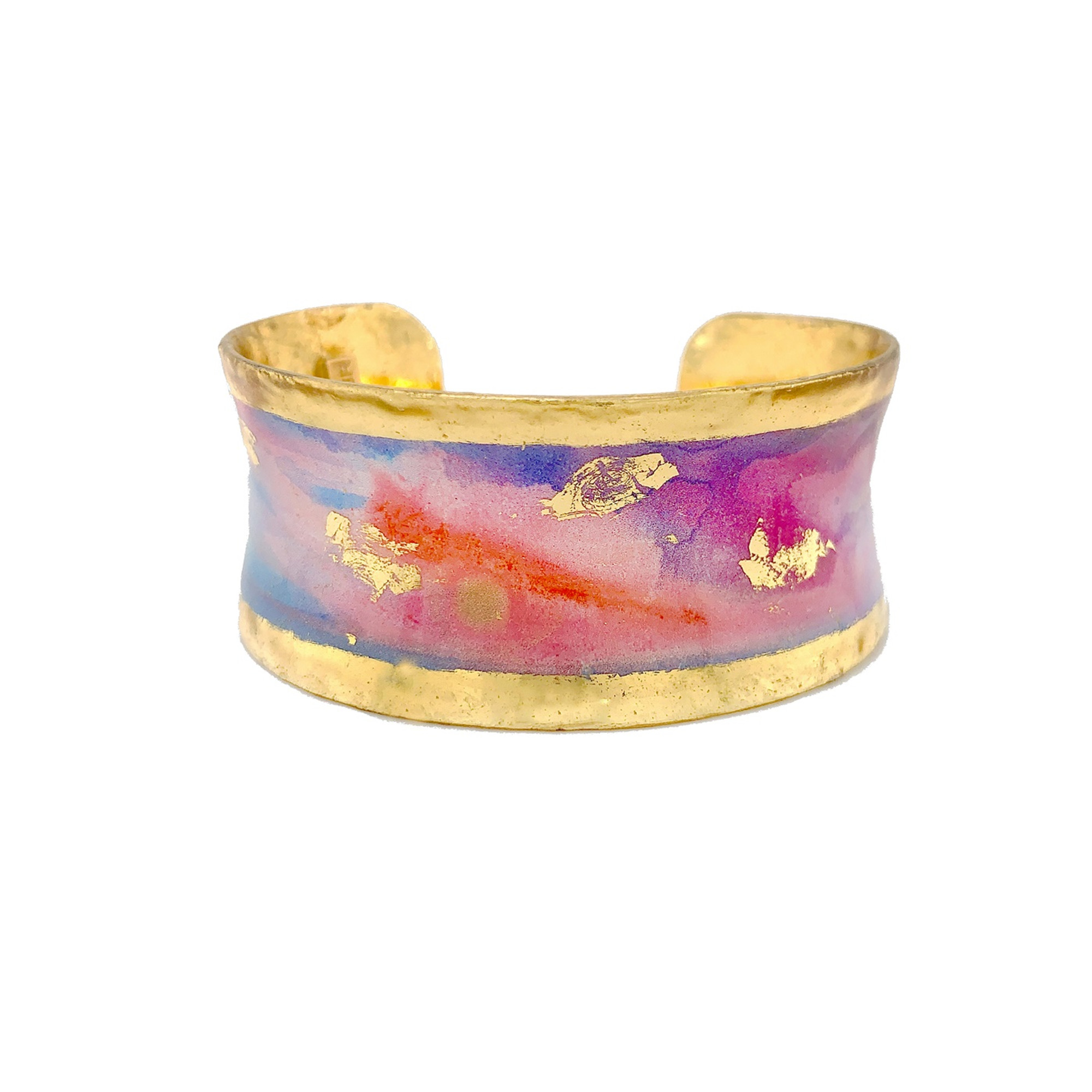 22k Gold Leaf & Brass Morning Run 1" Corset Cuff by Evocateur