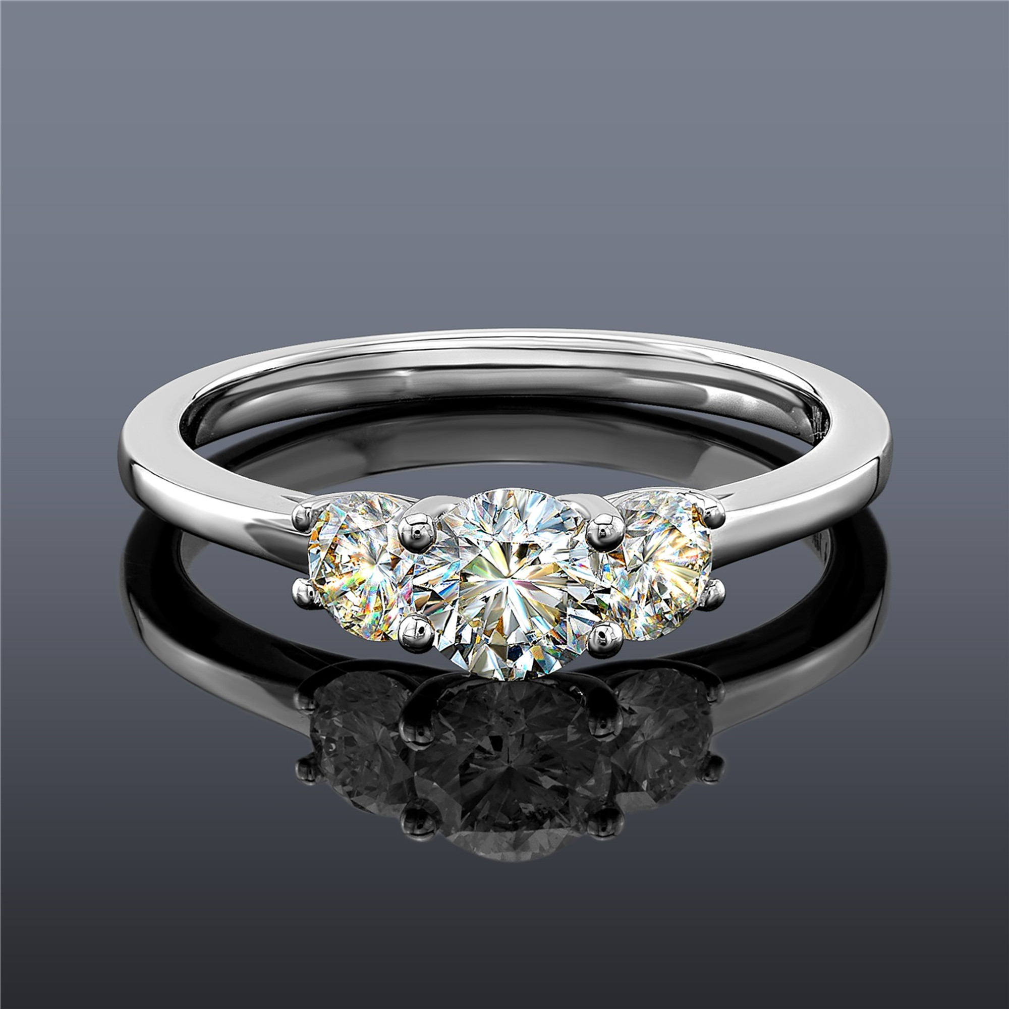 1 Carat Round Diamond Ring with Side Stone | Olivia Ewing