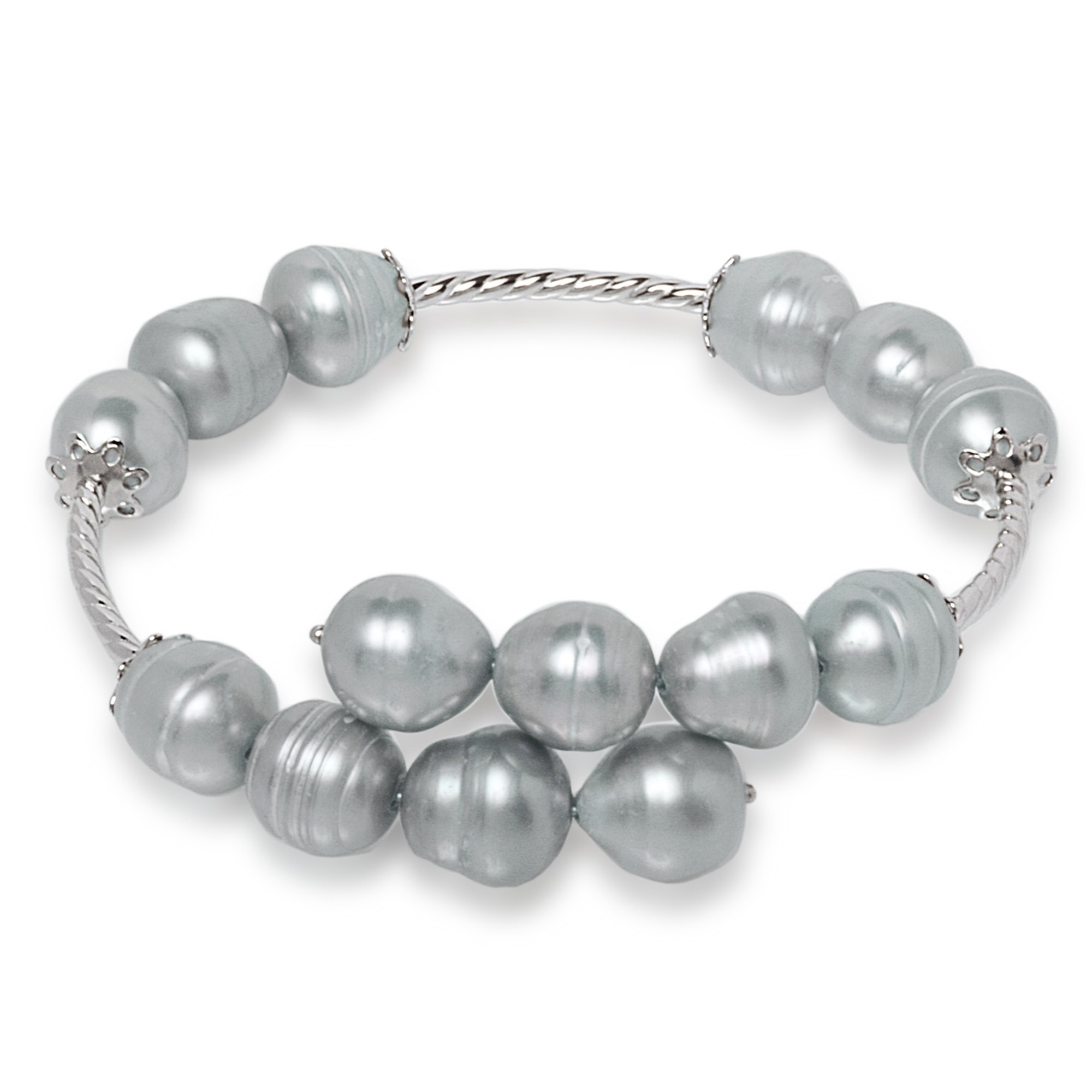 Ladies Silver-Gray Baroque Pearl Bracelet