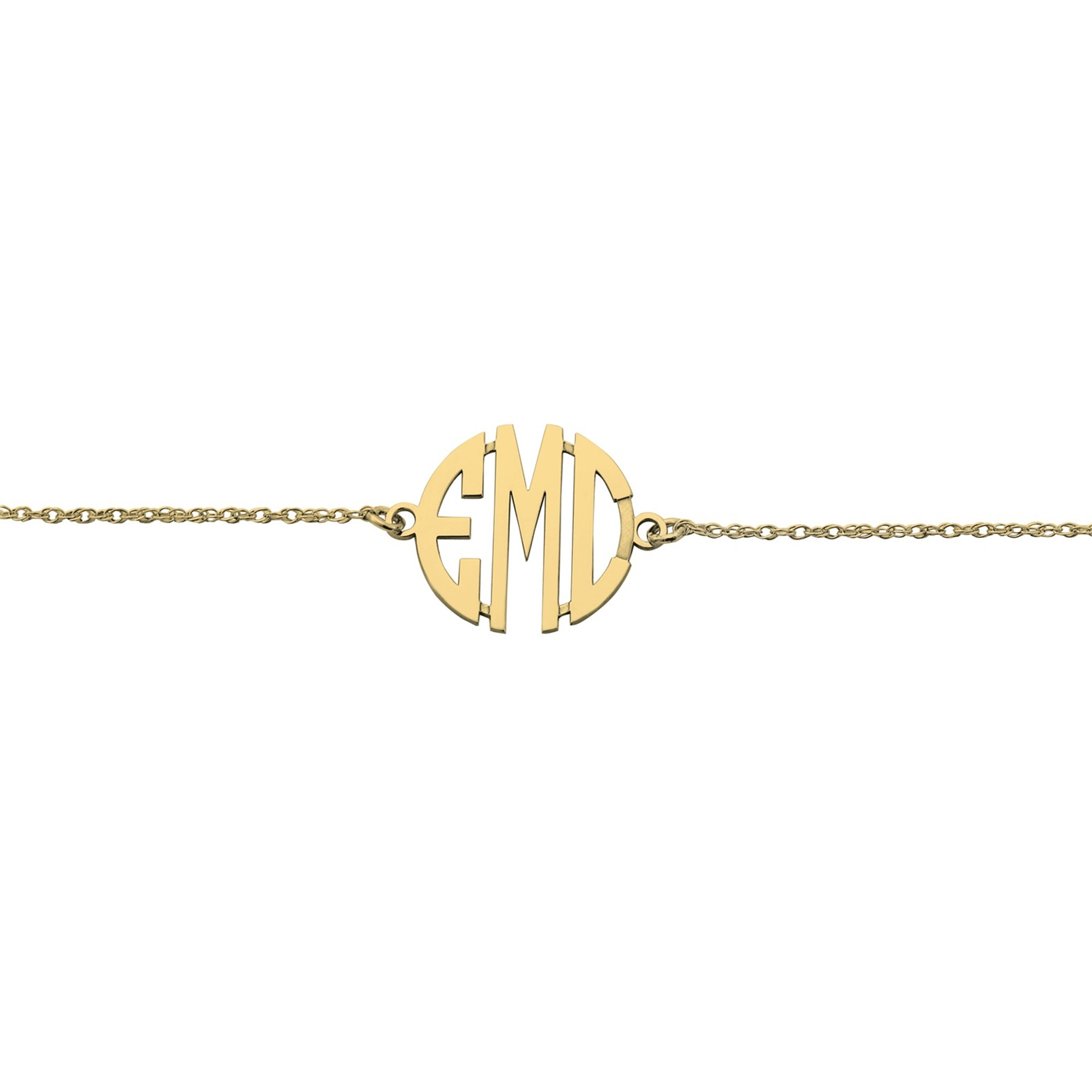 10K Gold Block Letter Monogram Bracelet