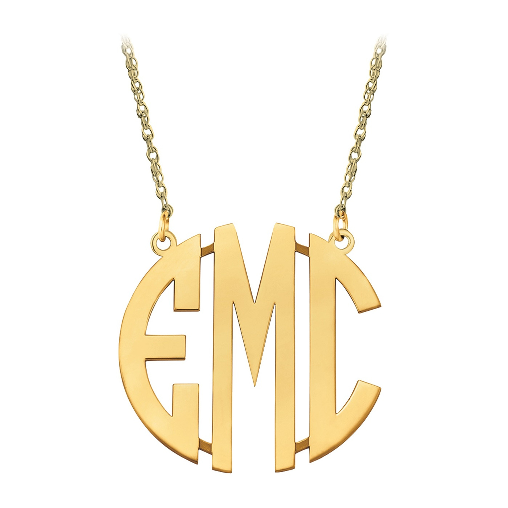 Medium 10K Gold Block Letter Monogram Necklace