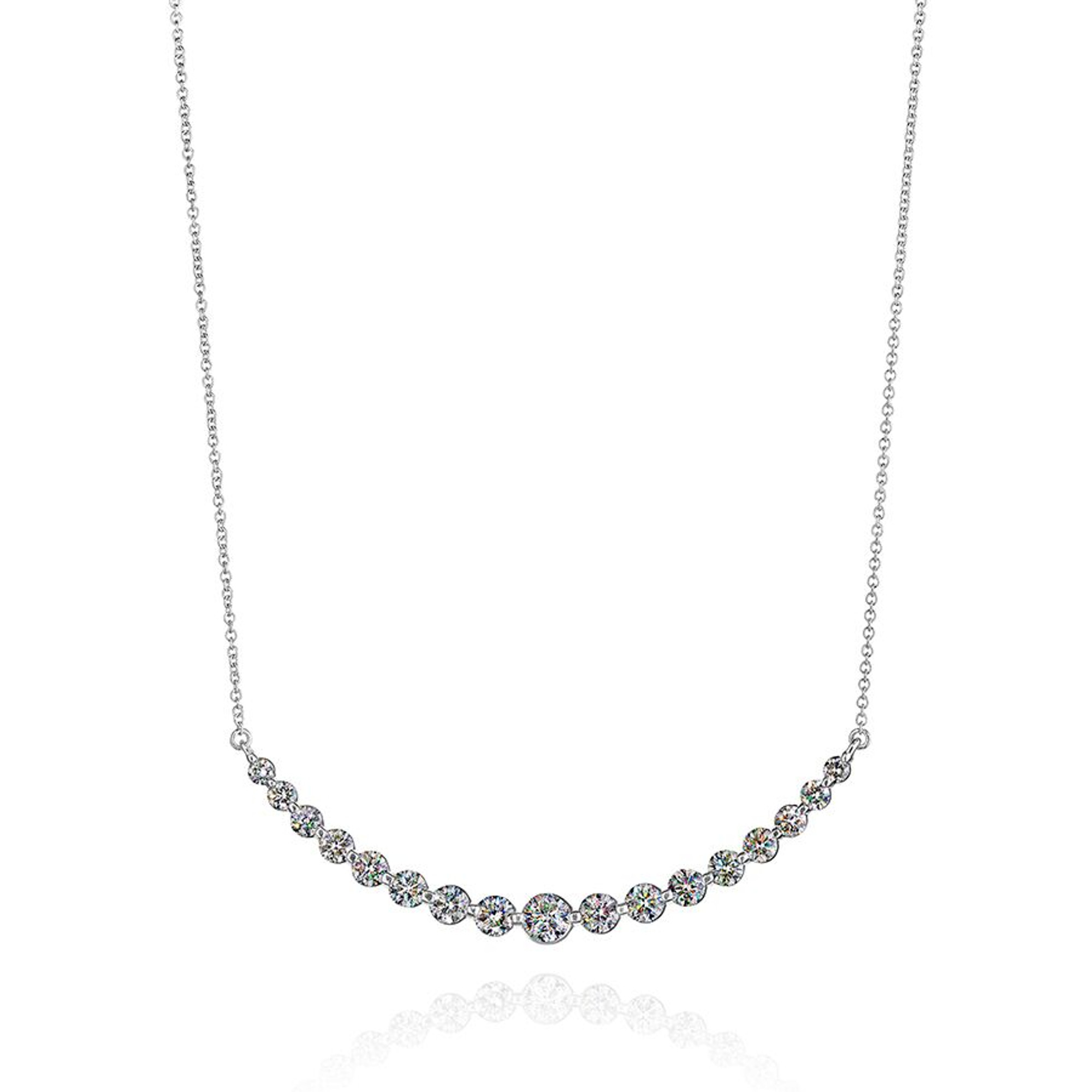 14k White Gold & Fire Polish Diamond Gradient Necklace