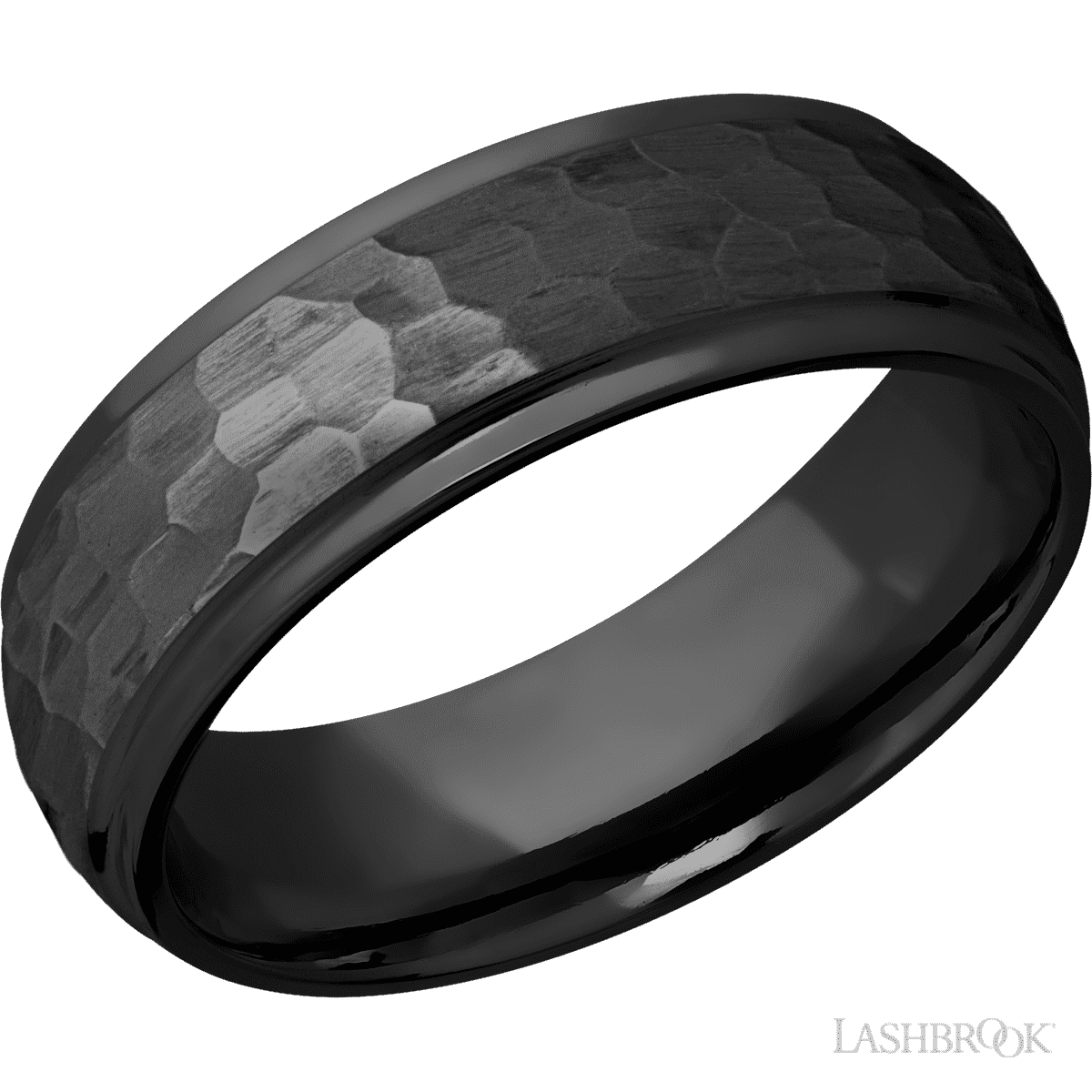 Hammer Finish Zirconium Wedding Band By Lashbrook