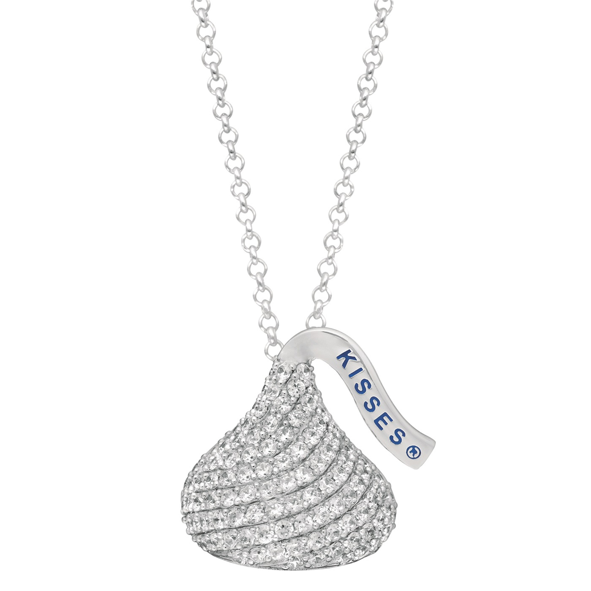Hershey's Kiss Sterling Silver Pendant with White CZs