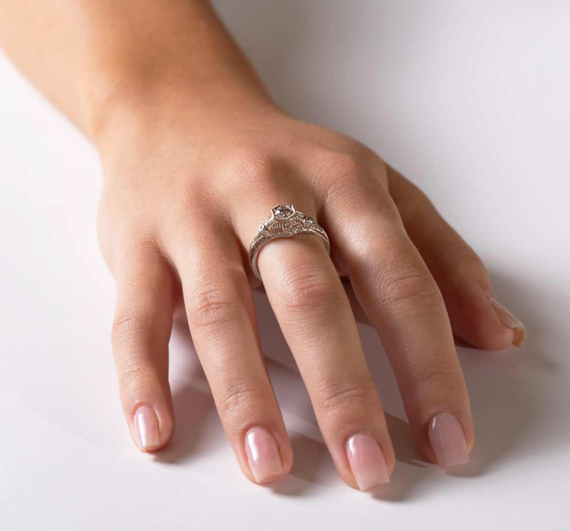 14k White Gold & Diamond Engagement Ring by Hugo Kohl