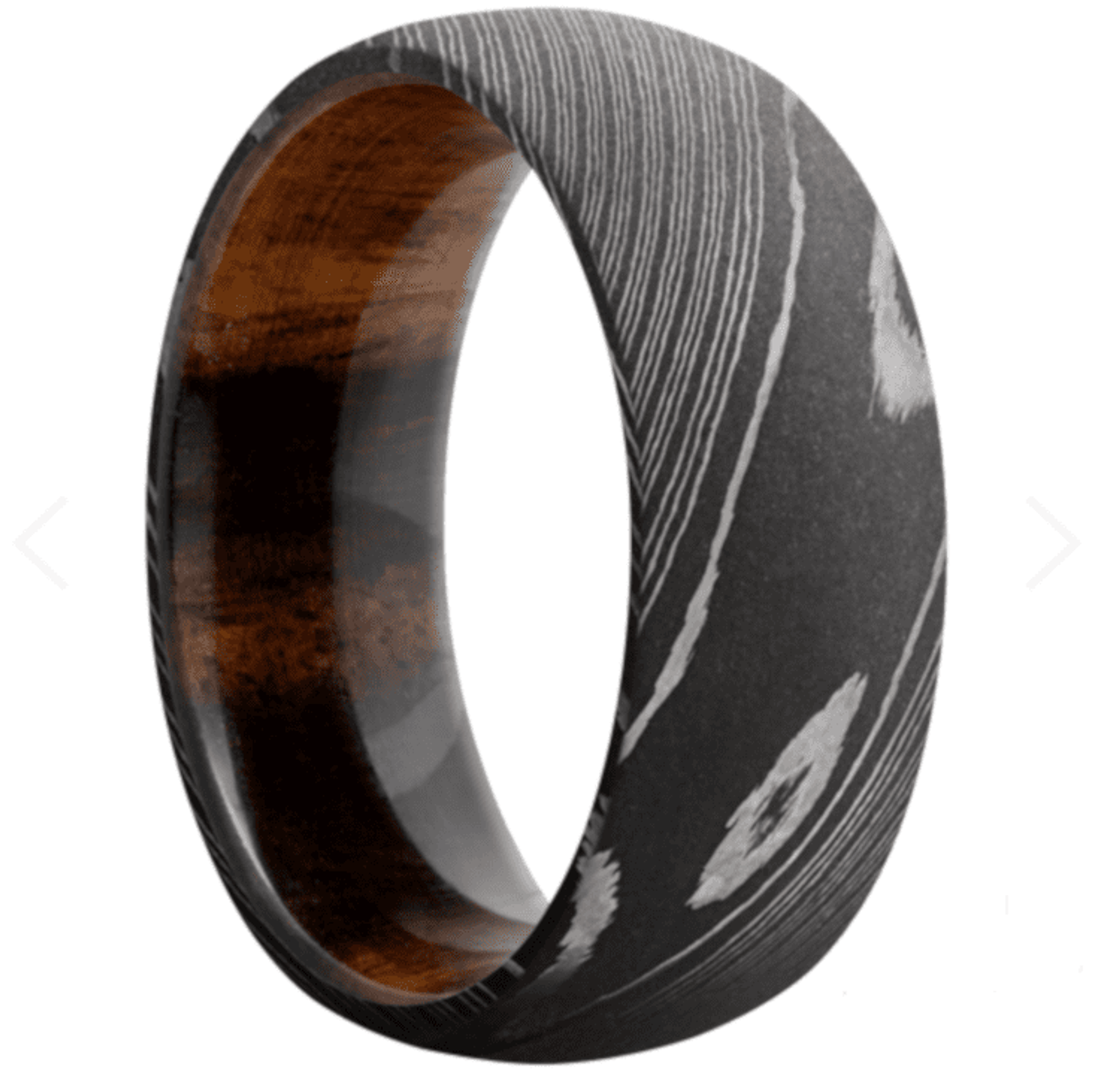 Damascus Steel Domed Band with Desert Iron Wood