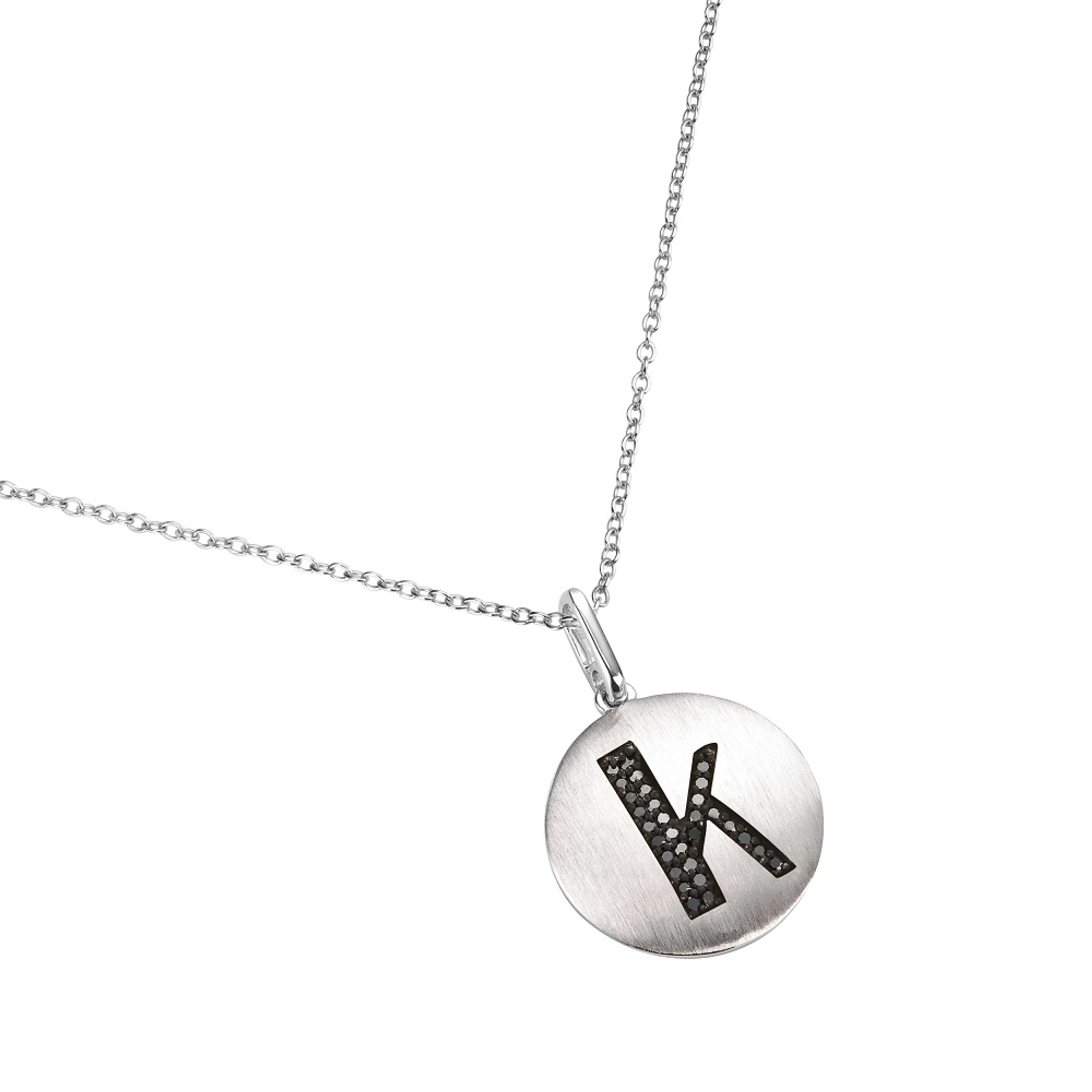 Script Letter K Charm Necklace, Sterling Silver - FashionJunkie4Life