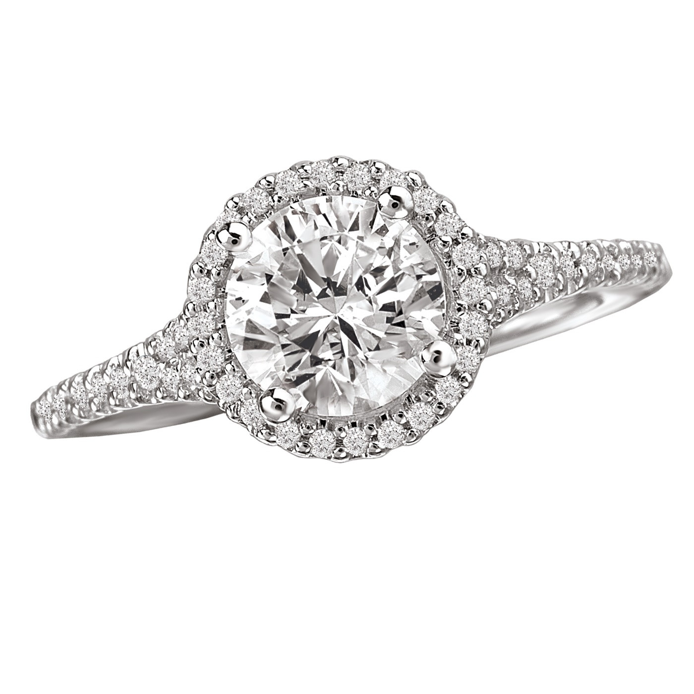 18K Micro Diamond Halo Engagement Ring .22ctw