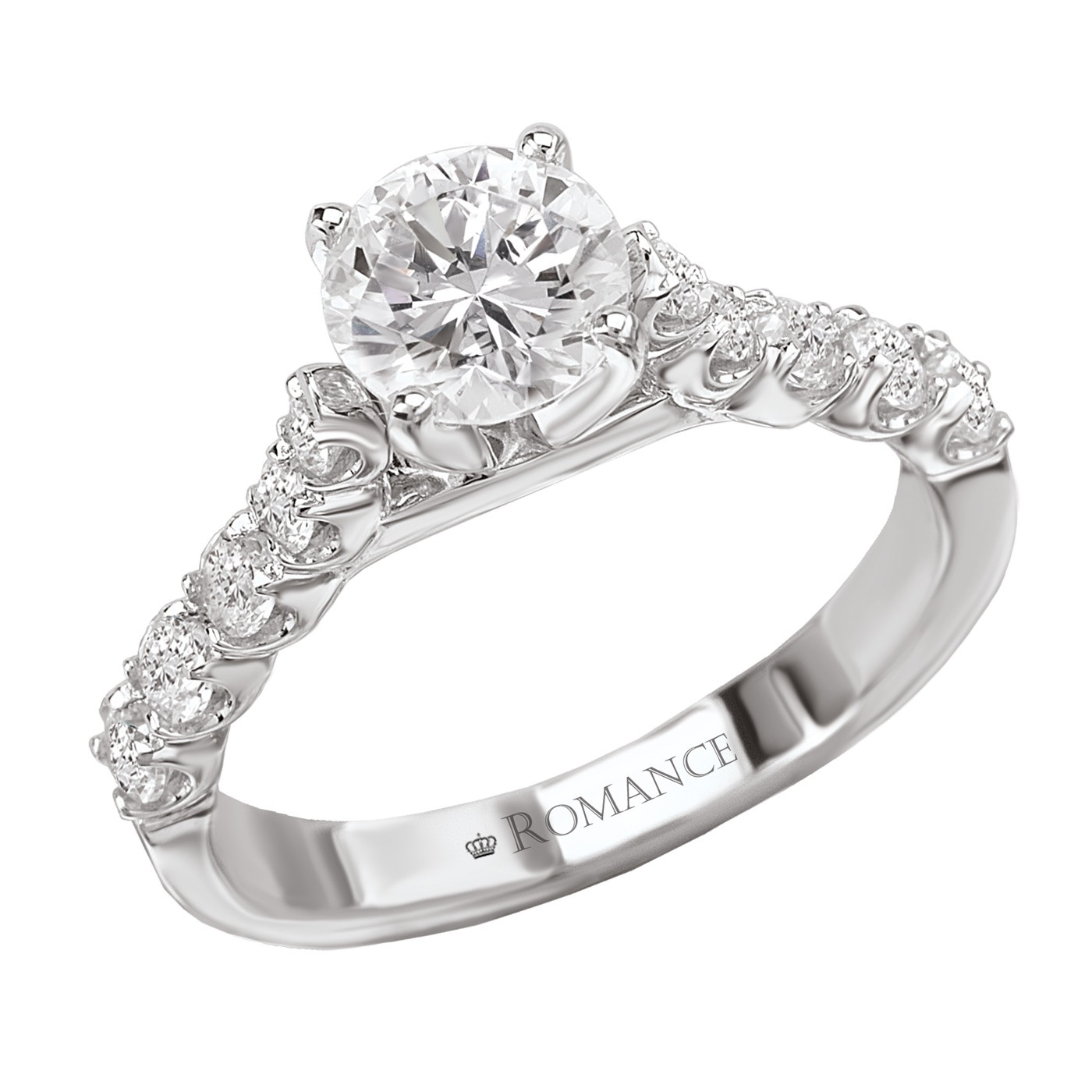 18K Micro Set Diamond Engagement Ring .44ctw Romance Collection
