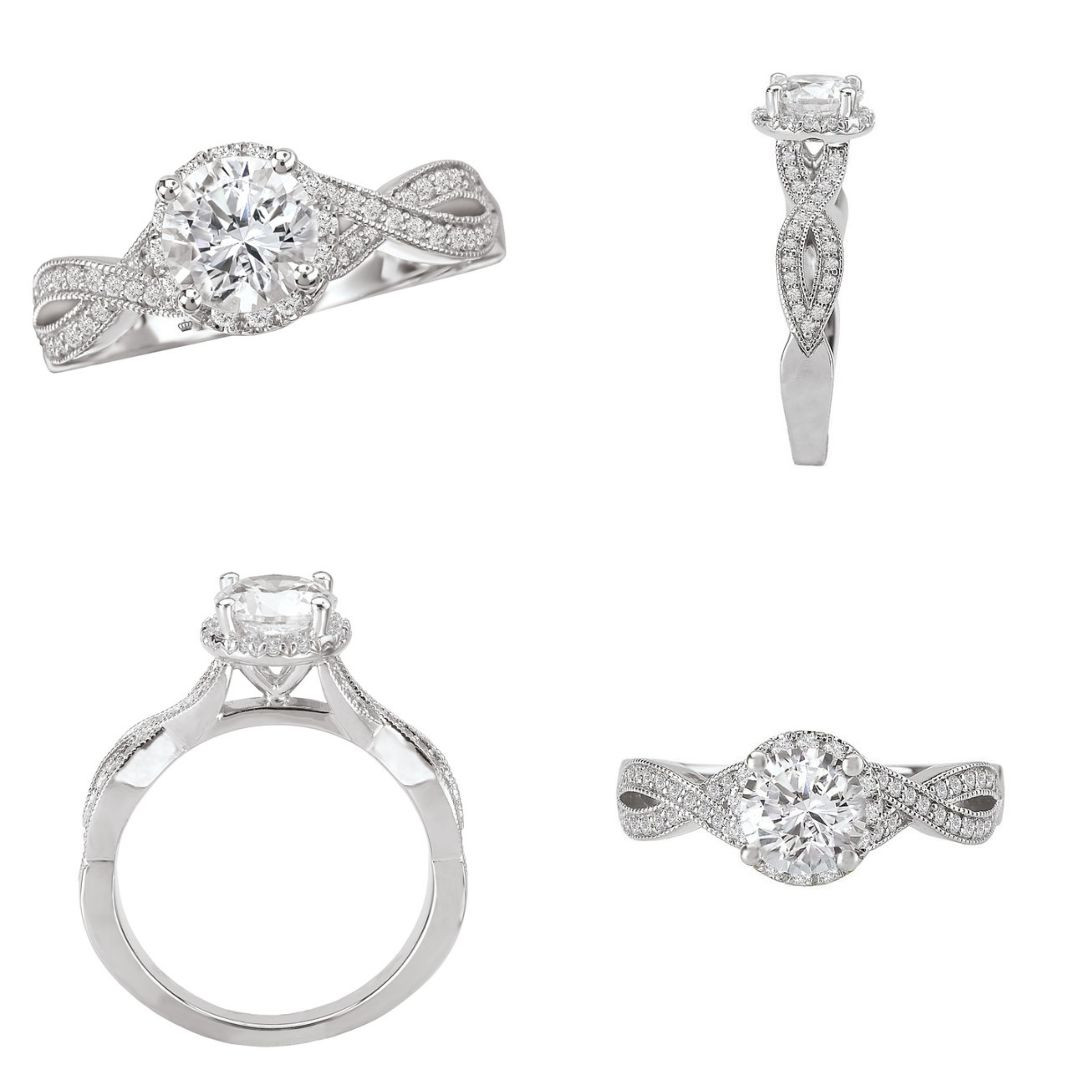 18K Diamond Twist Ladies Engagement Ring Modesto Engagement Rings