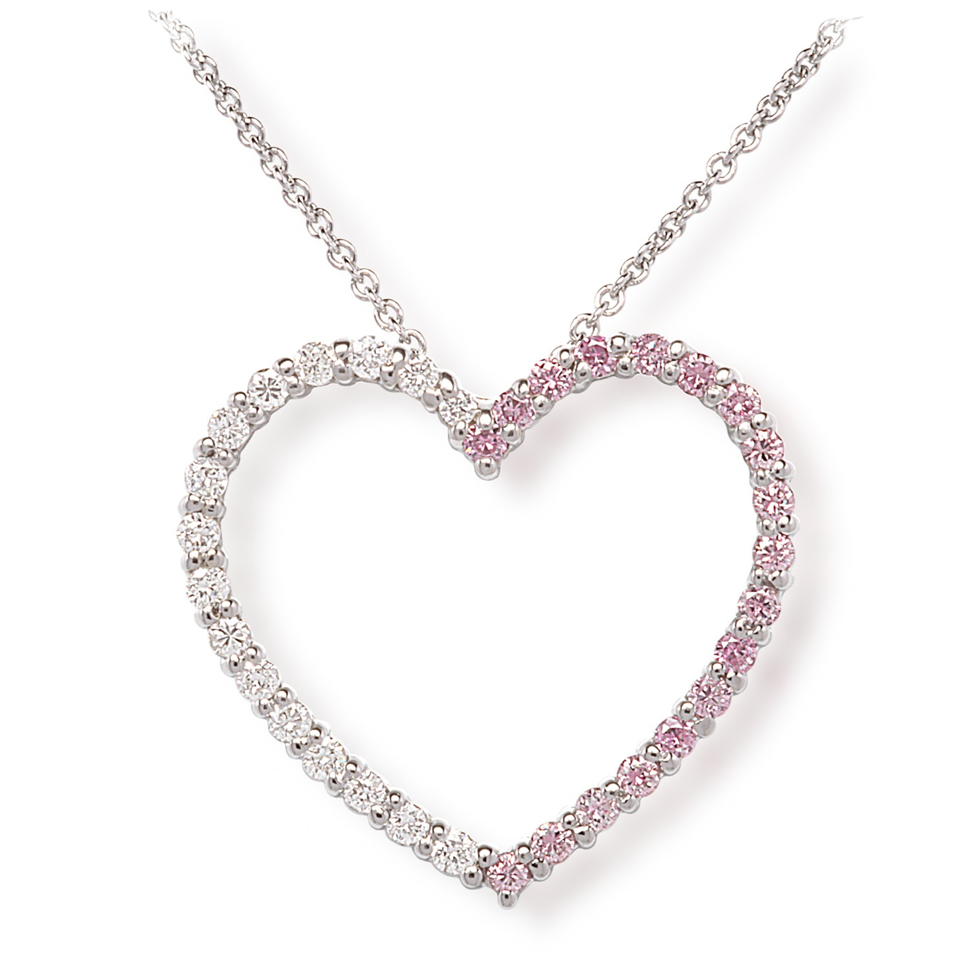 Ladies Pink Diamond Heart Necklace