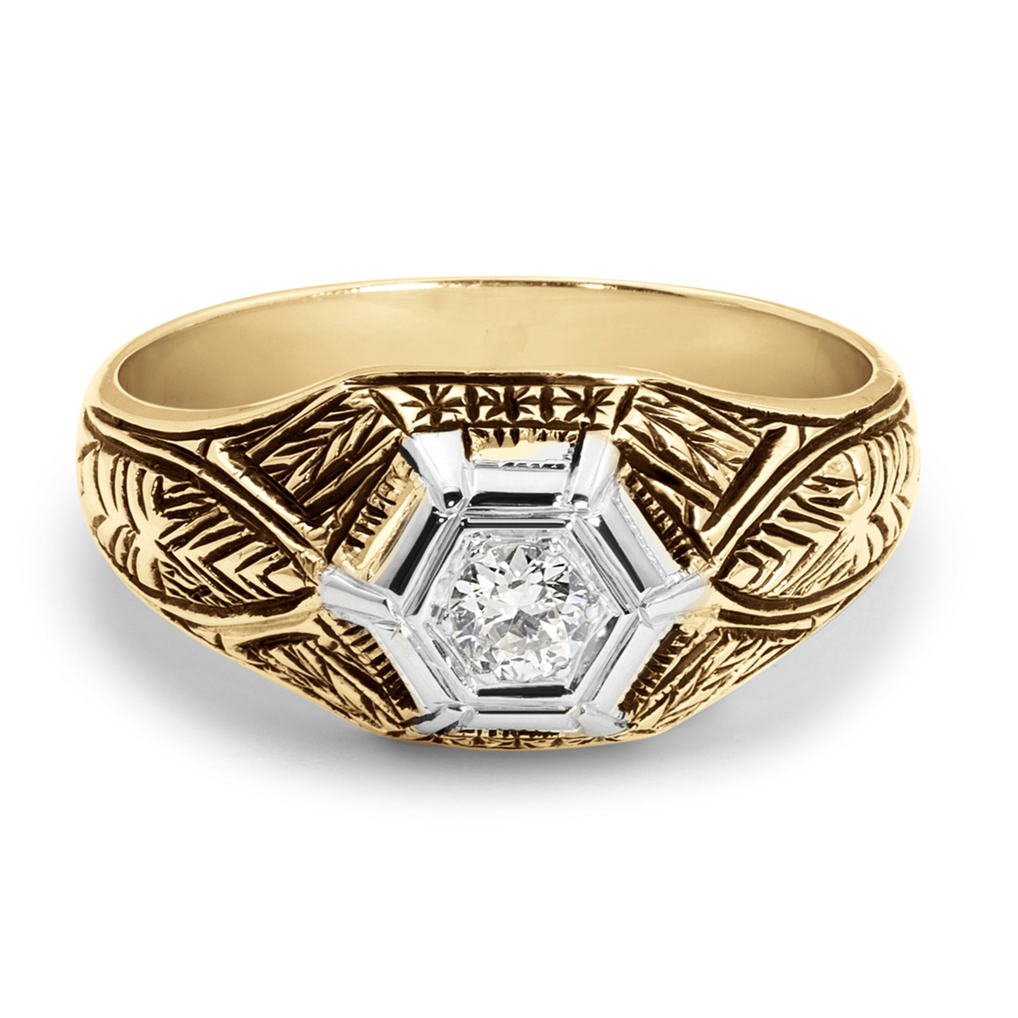 Vintage Men's Diamond Ring, 14K Gold, circa 1940