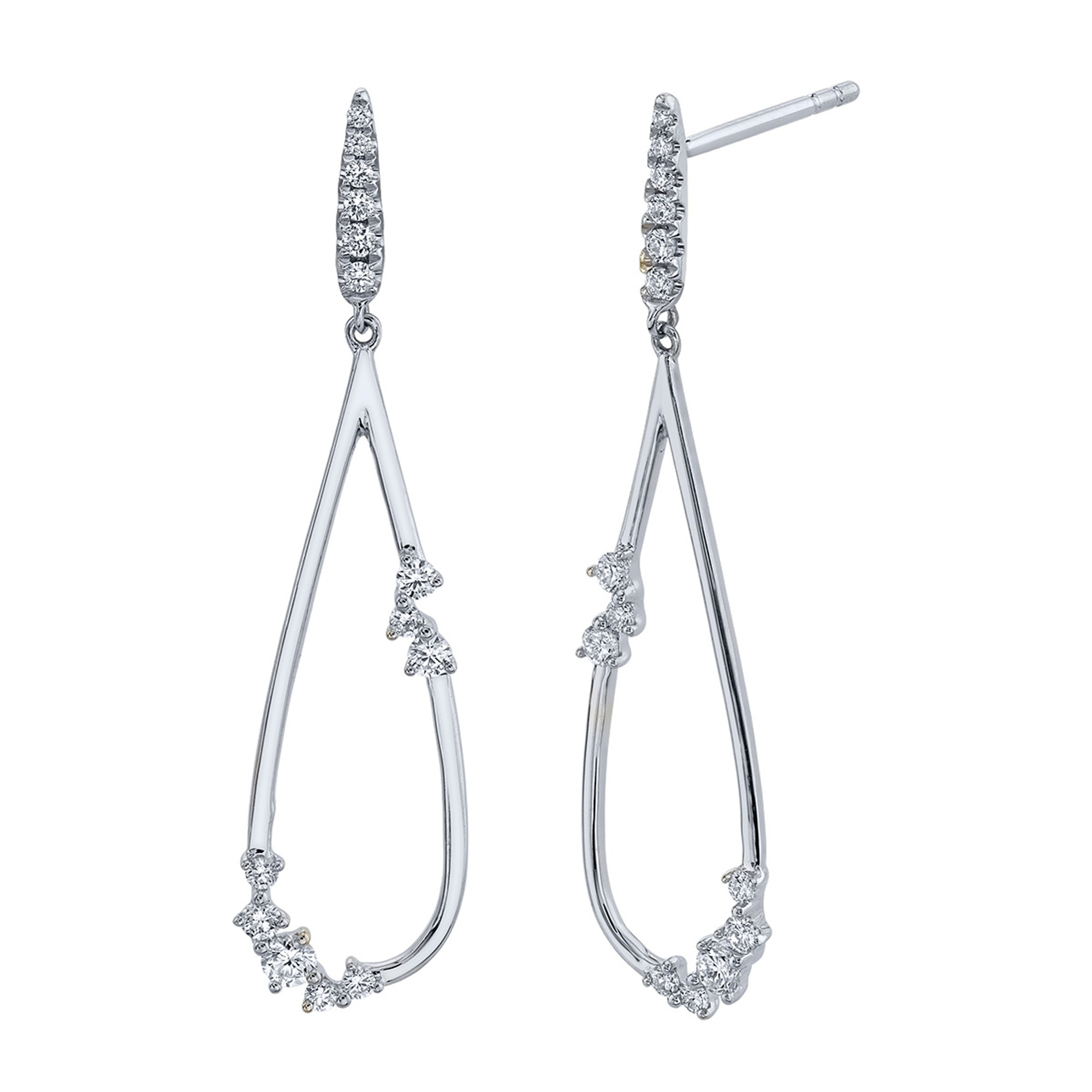 14k White Gold Diamond Accented Dangle Earrings by Parade