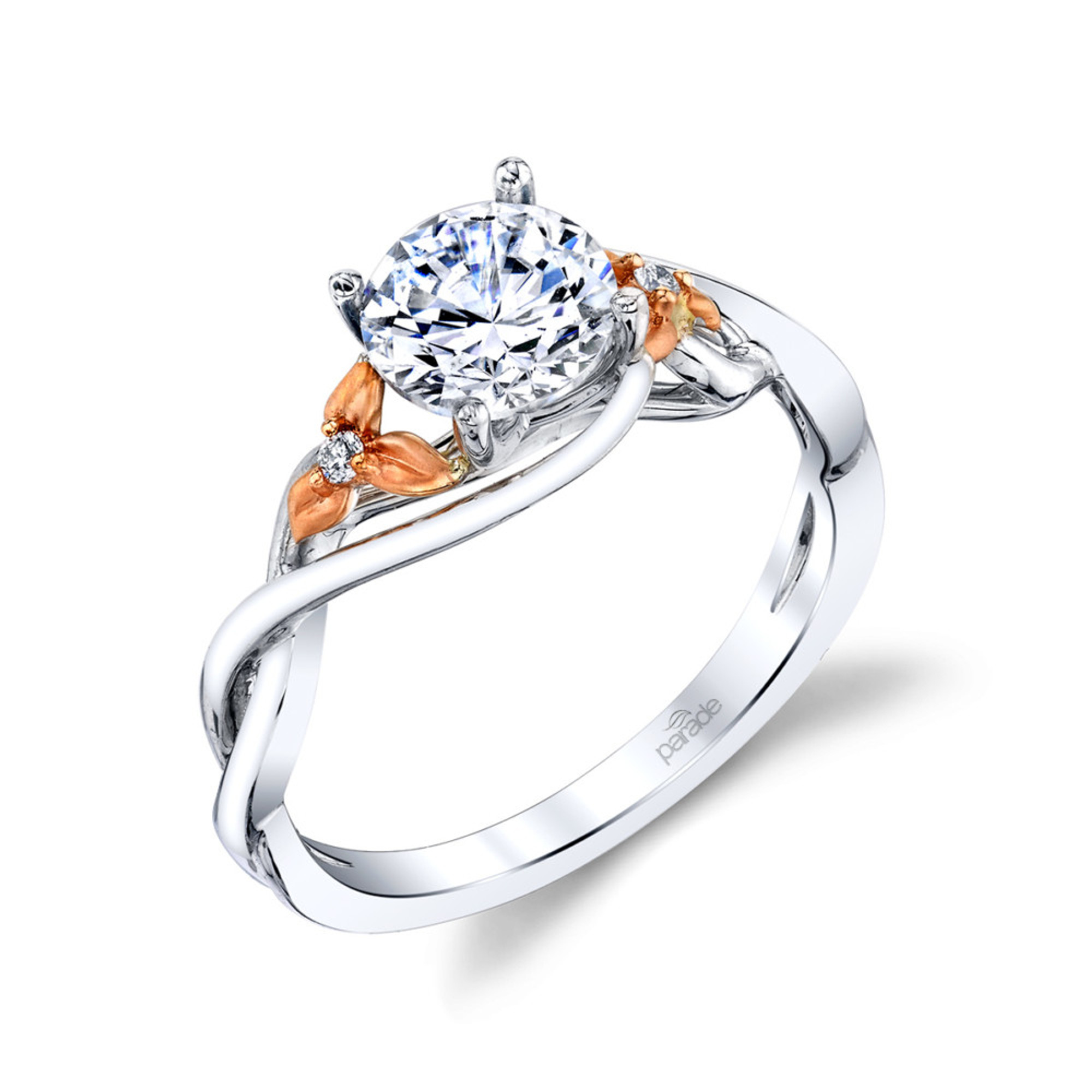 18kt White Gold Floral Diamond Engagement Ring by Parade