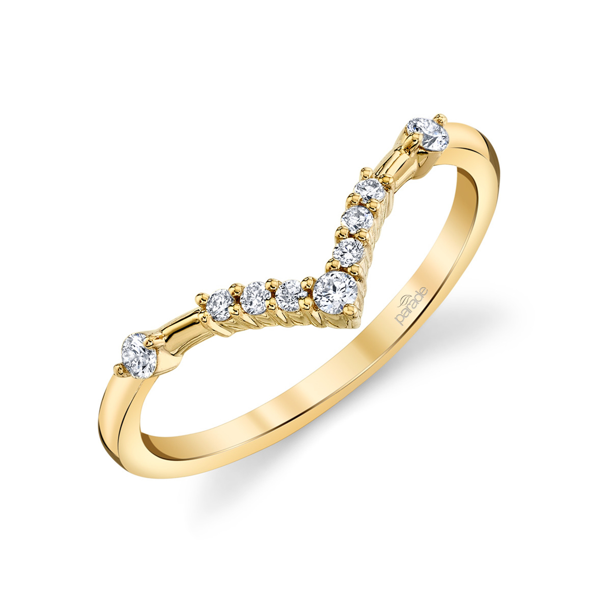 18k Yellow Gold & Diamond Peak Wedding Ring by Parade Designs