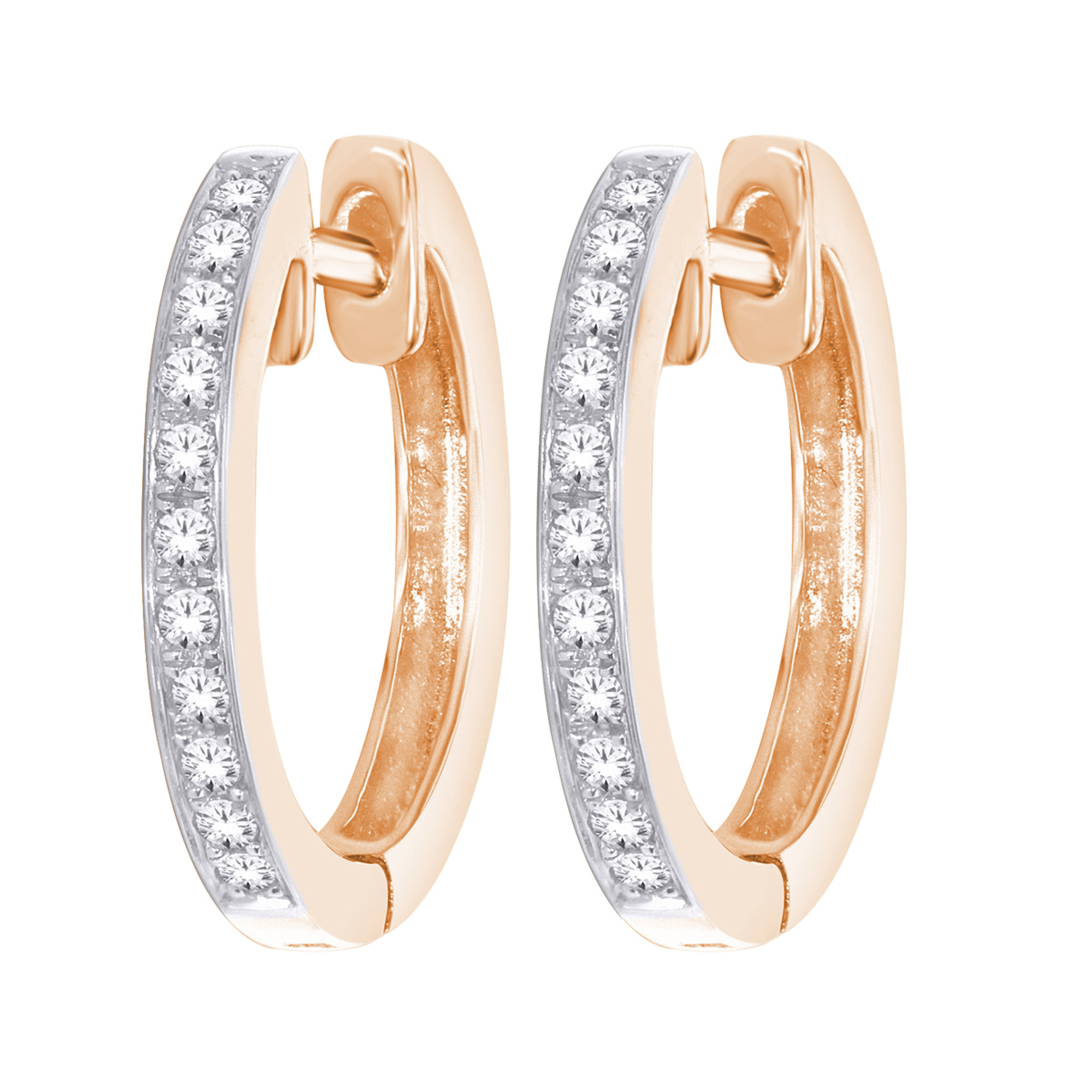 14k & Diamond Petite Diamond Gold Hoop Earrings