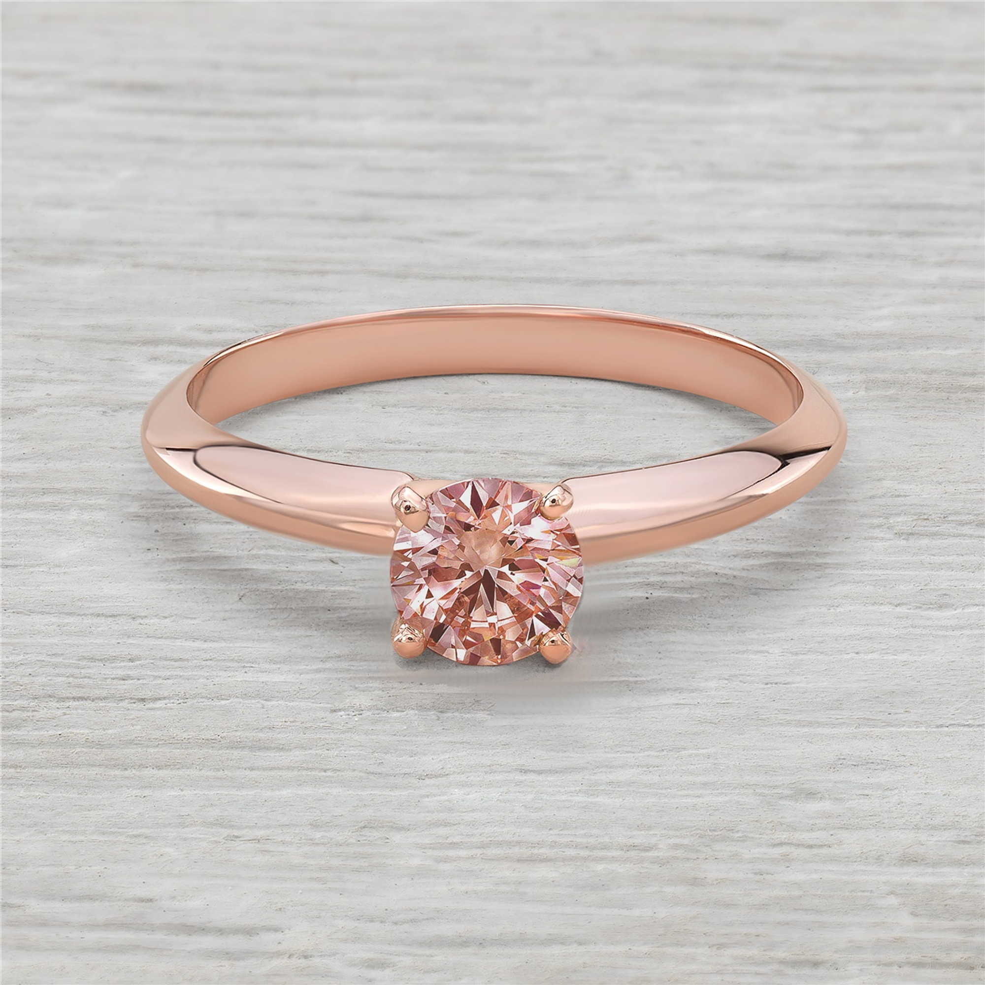 54ct (half carat) Pink Diamond Solitaire Engagement Ring in 14K