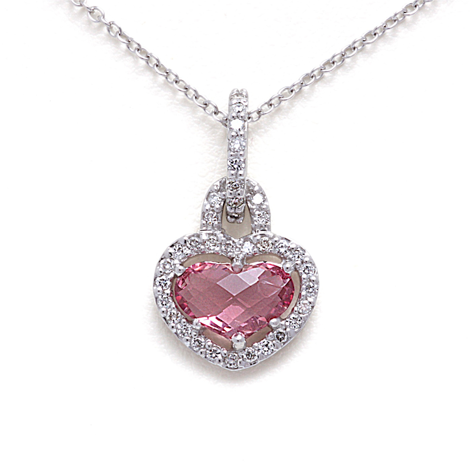 Unique Diamond Heart Pendant Love Necklace 14k Gold