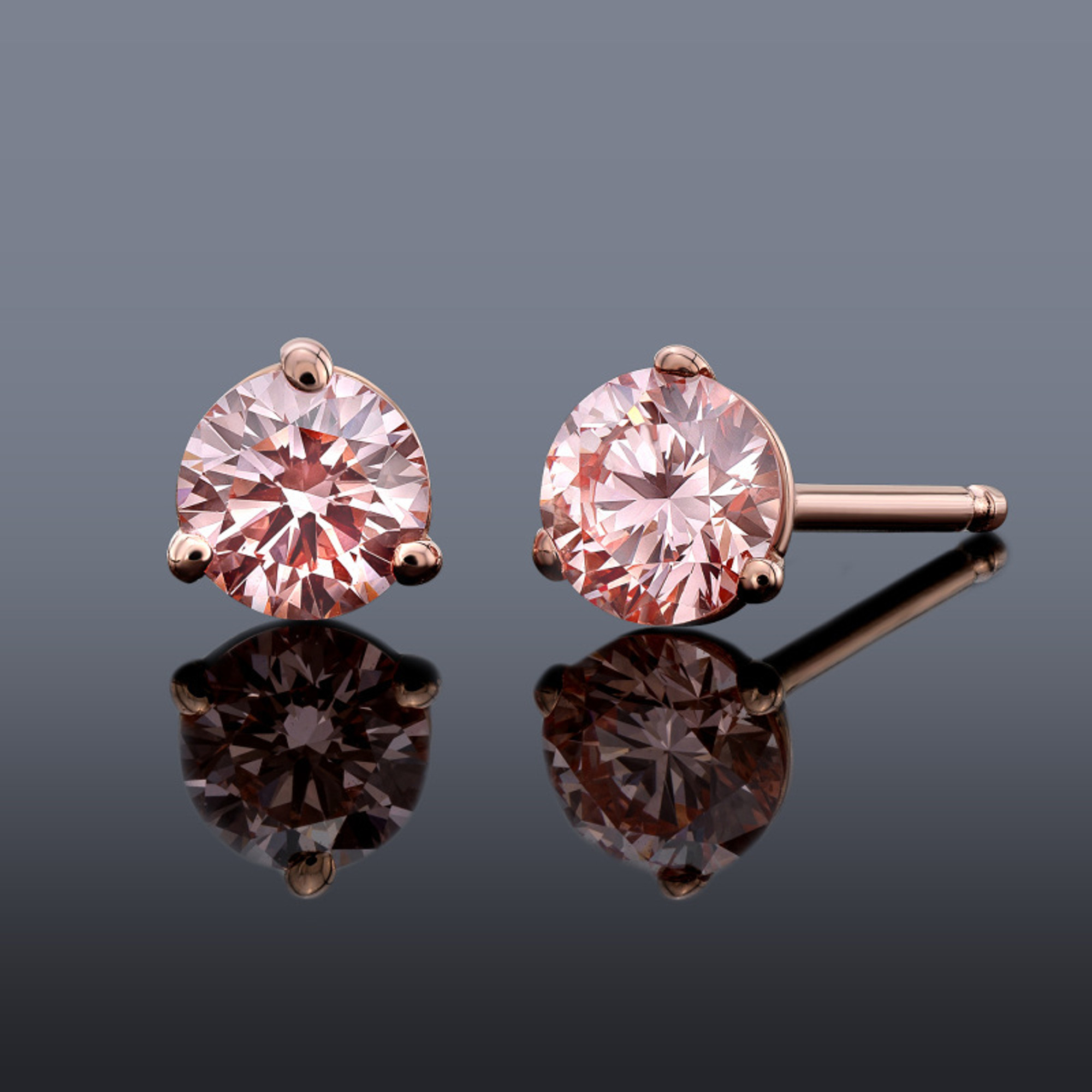 Real Diamonds Party Wear Rose Gold 7 Diamond Stud Earrings at Rs 22000/pair  in Surat