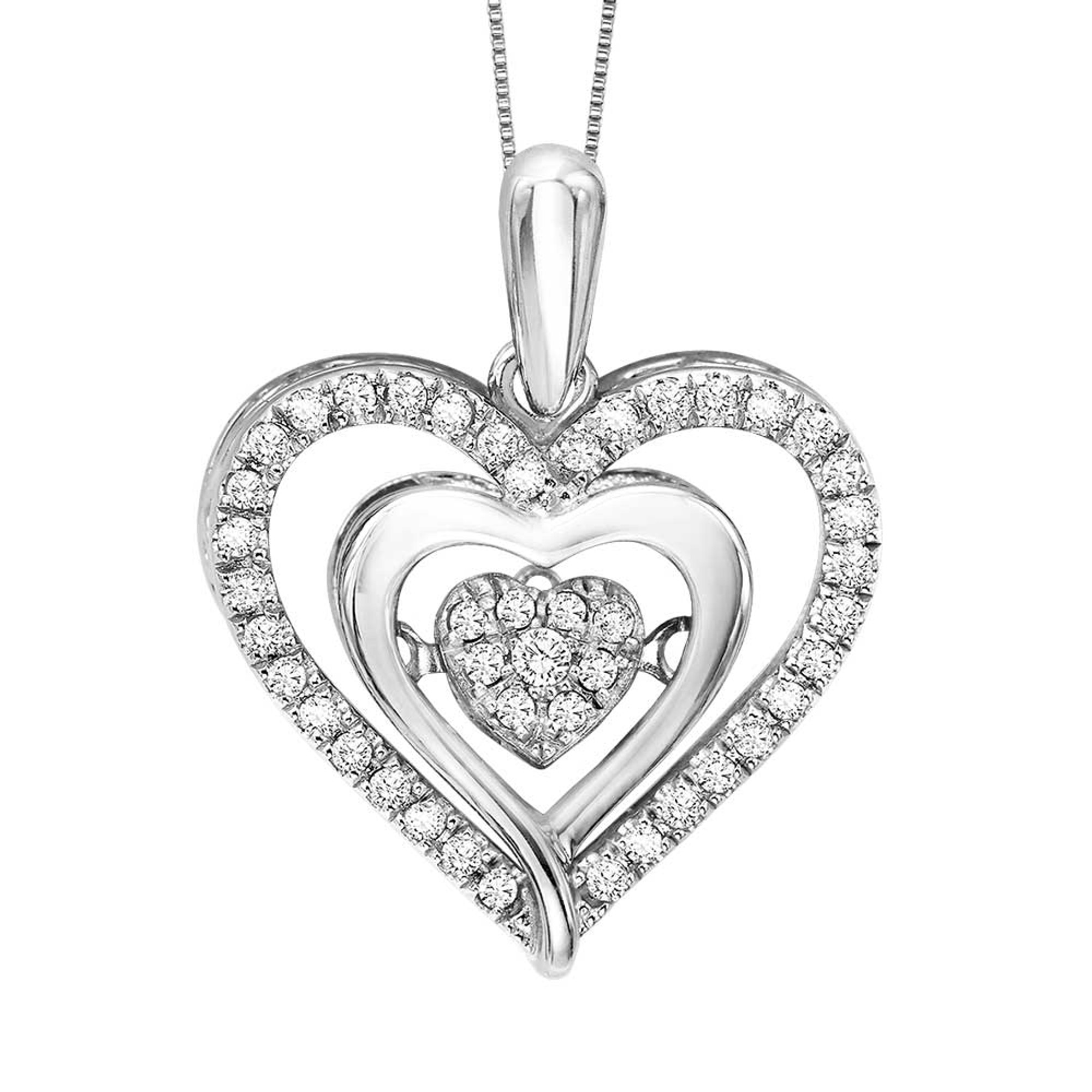 White Gold Diamond Open Heart Pendant Necklace | Lee Michaels Fine Jewelry