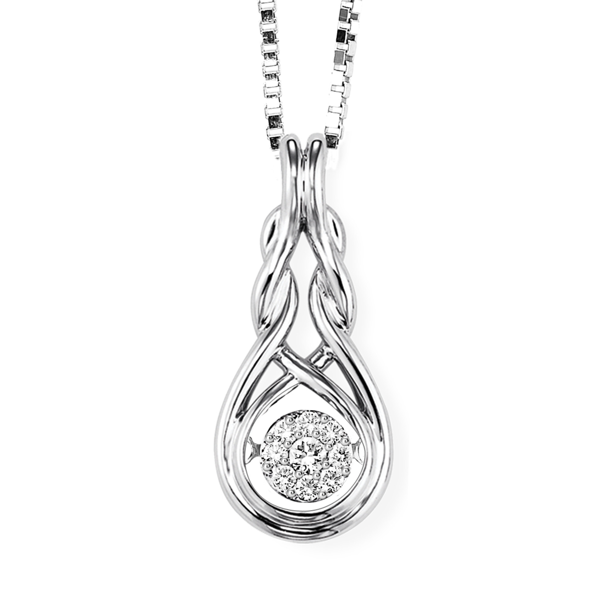 Rhythm of Love Diamond Silver Necklace - Love Knot