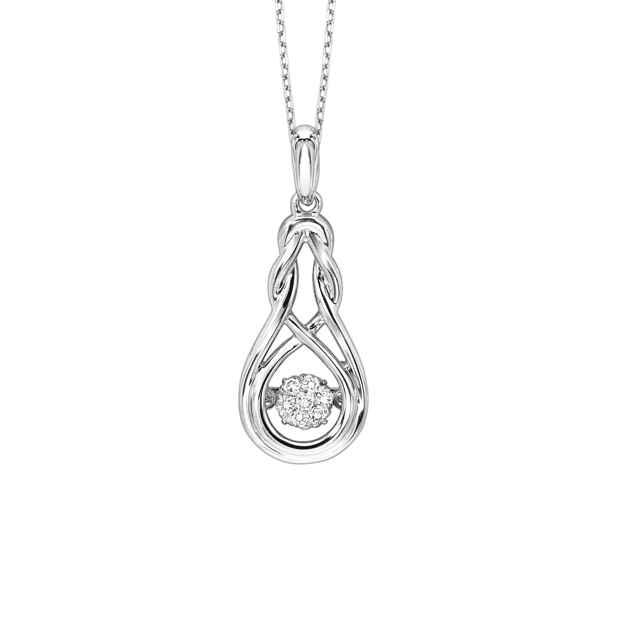 Rhythm of Love Diamond Silver Necklace - Love Knot
