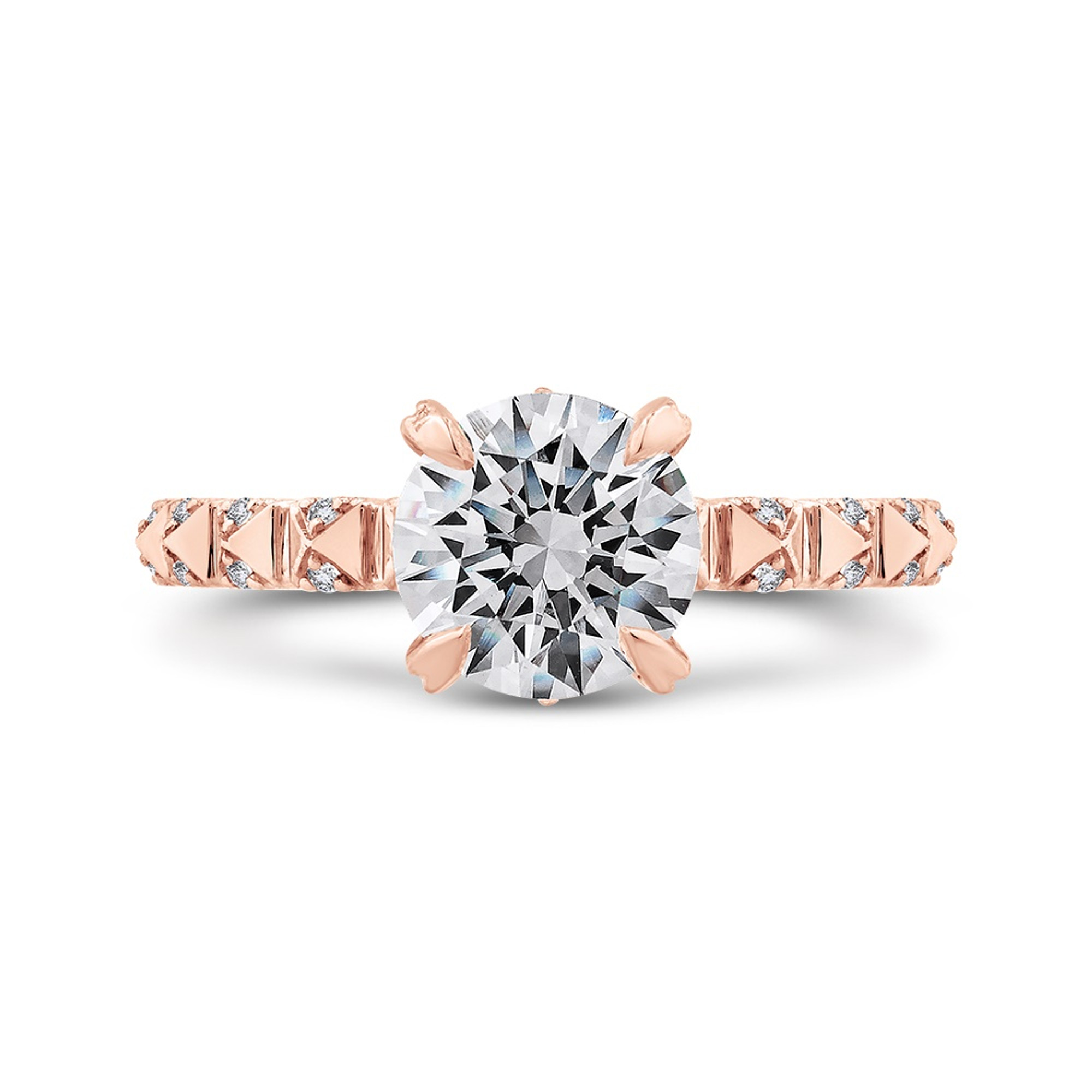 Carizza Rose Gold Round Diamond Engagement Ring