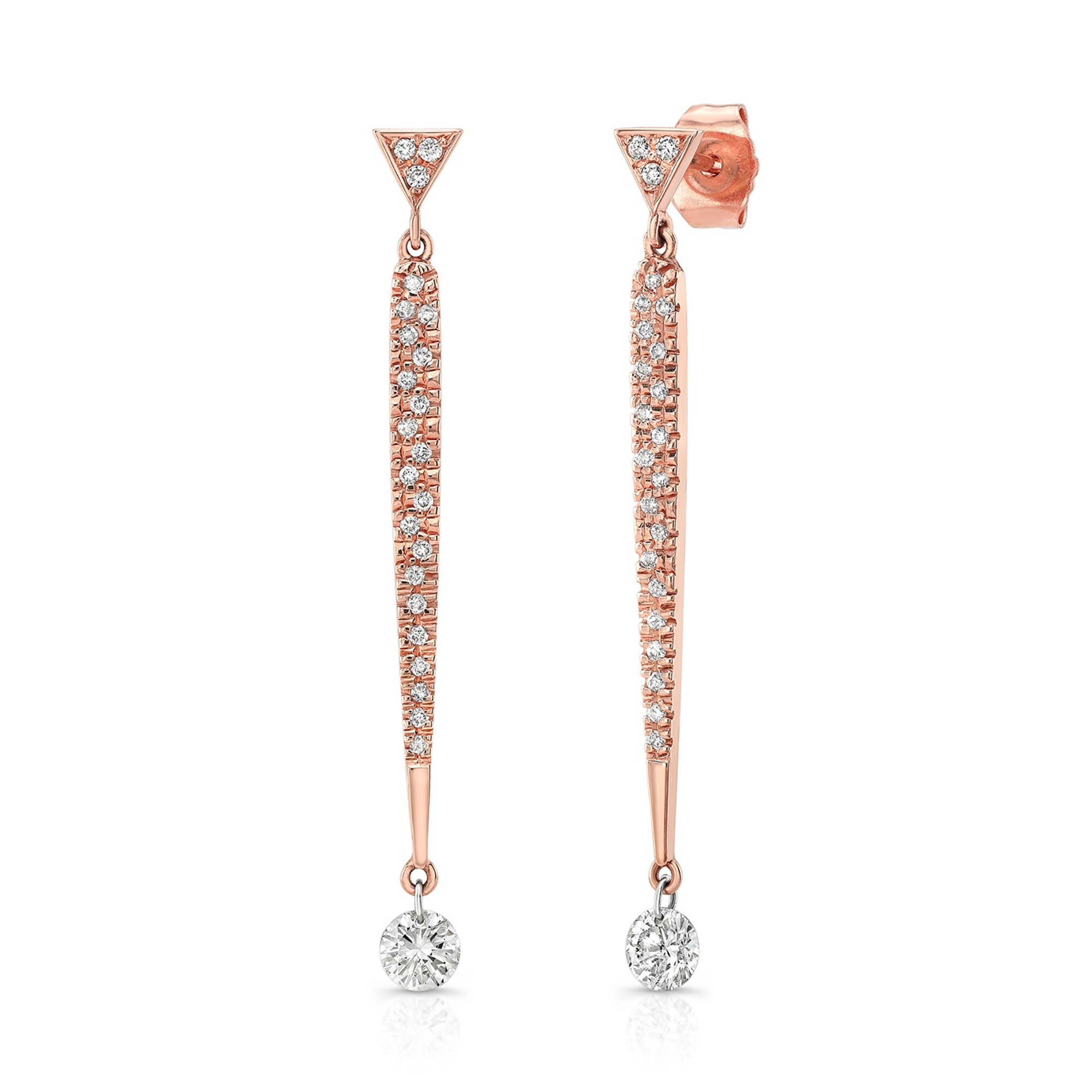 Long Hanging Diamond Earrings in 18K White Gold - ER-4621