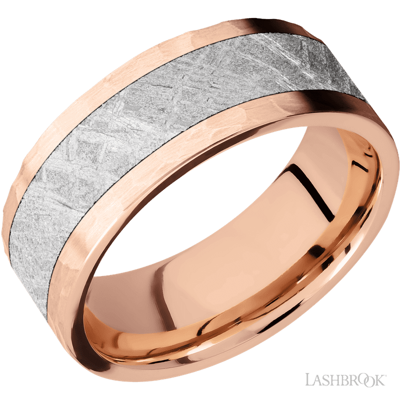 14K Rose Gold Meteorite Wedding Band by Lashbrook Designs