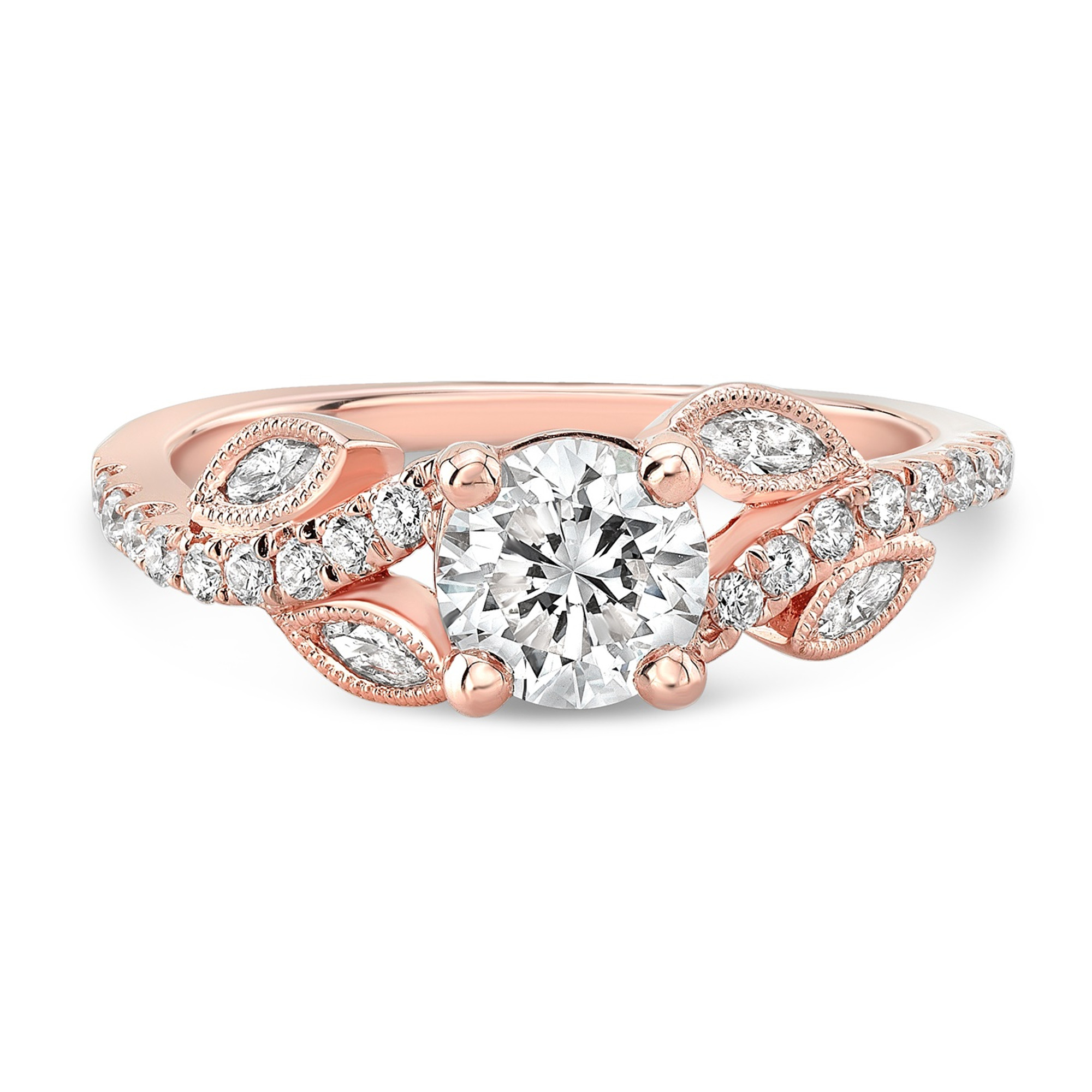 Rose Gold Vine Design Diamond Engagement Ring