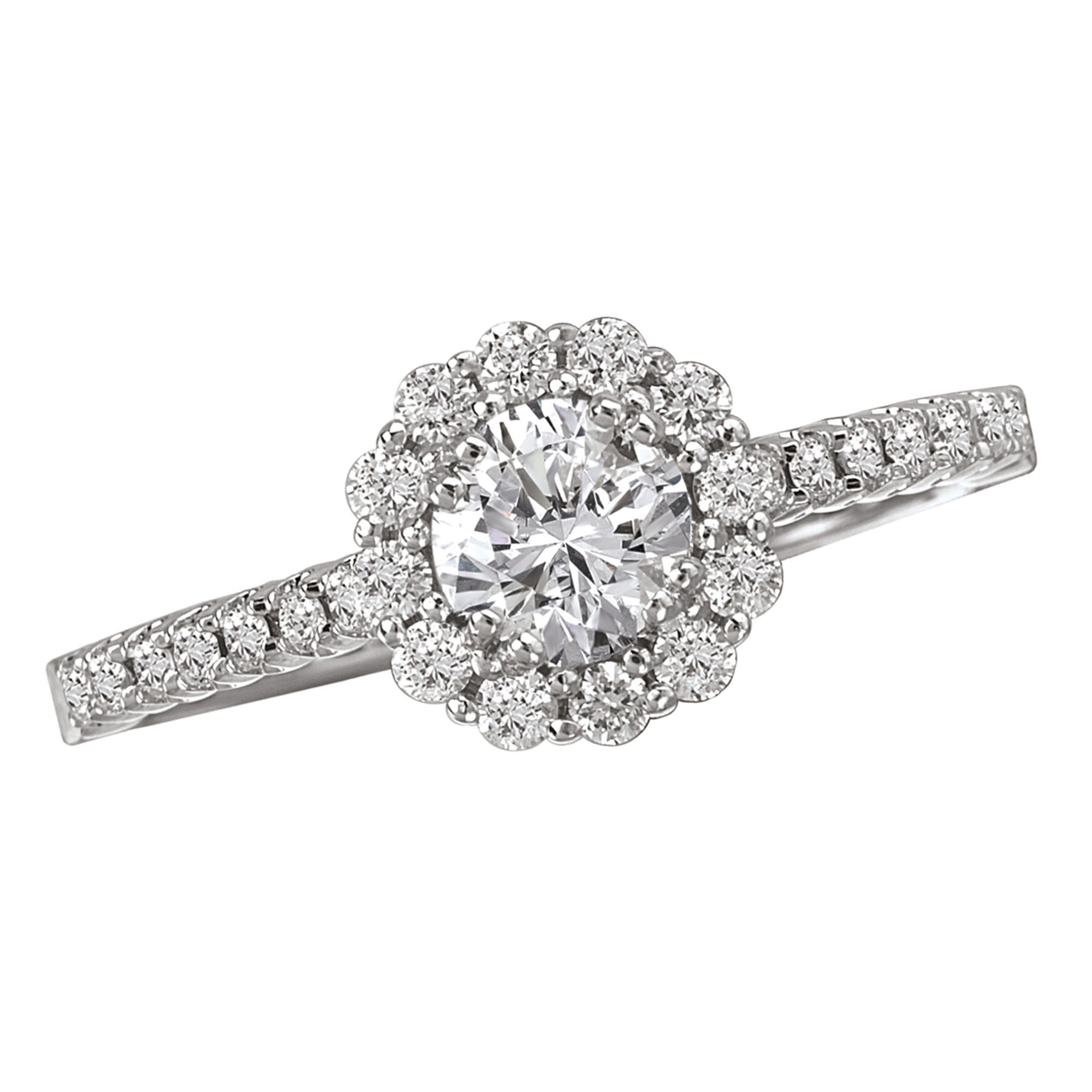 1.5 Ct. Round Brilliant Cut Diamond Engagement Ring Cushion Halo Pave |  Miss Diamond Ring