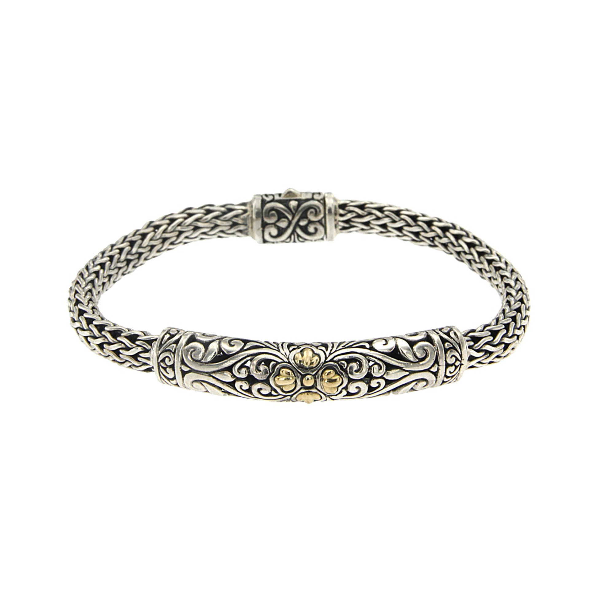 Sterling Silver & 18k Yellow Gold Balinese Design Bracelet by Samuel B