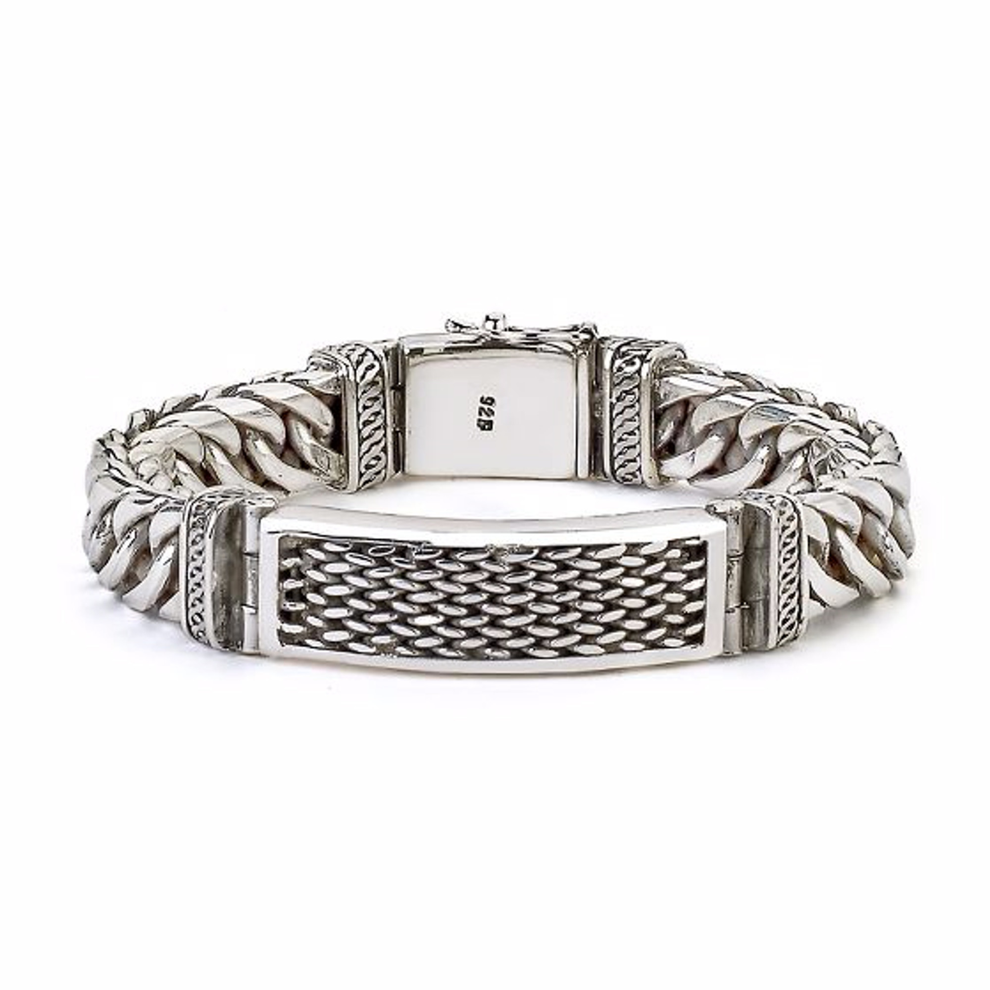 Jewelili Men's Link Bracelet with Natural White Round Diamonds in Sterling  Silver 1/2 CTTW 8.5