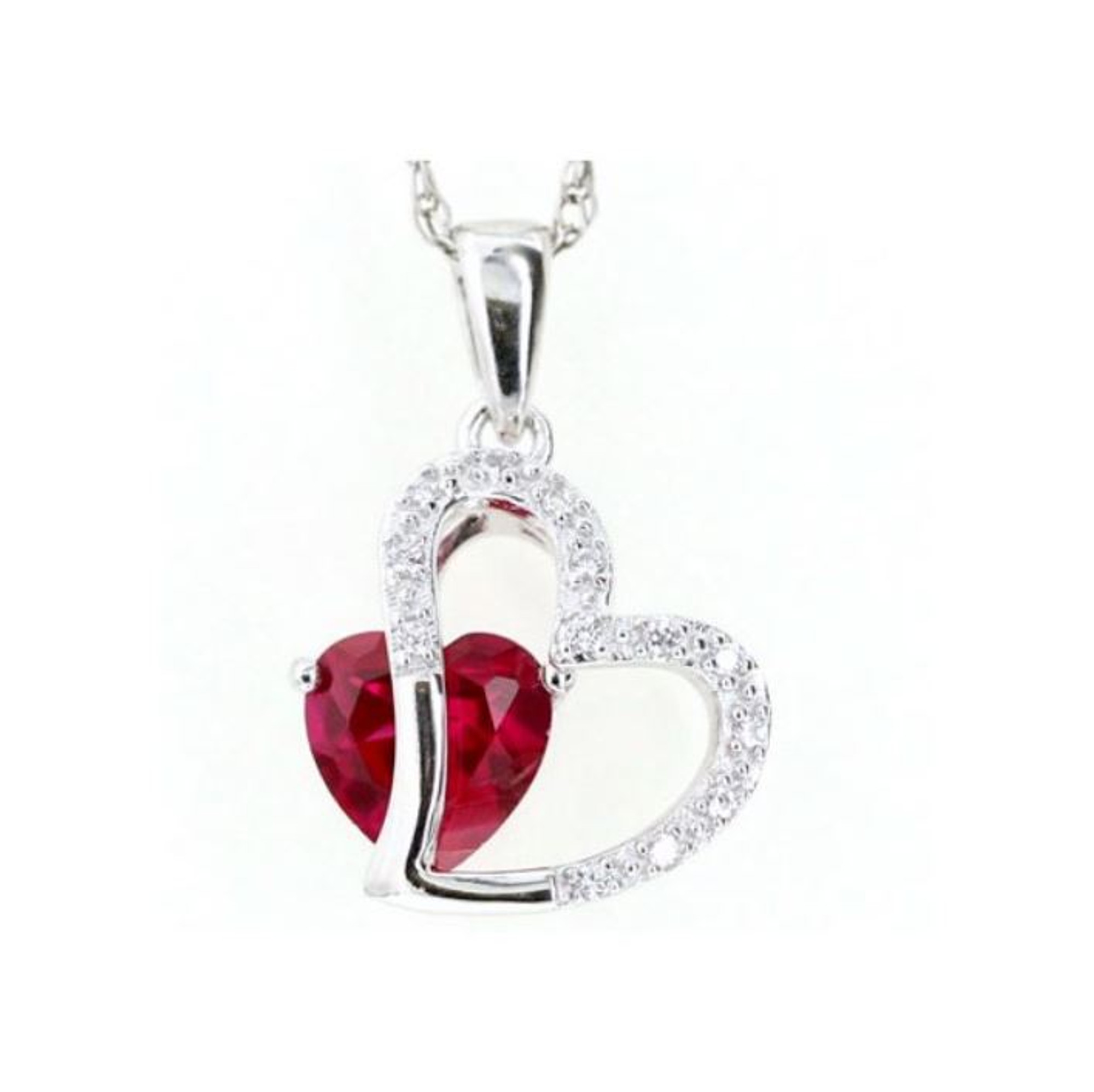 Natural Red Ruby Heart Necklace | Handmade Jewelry