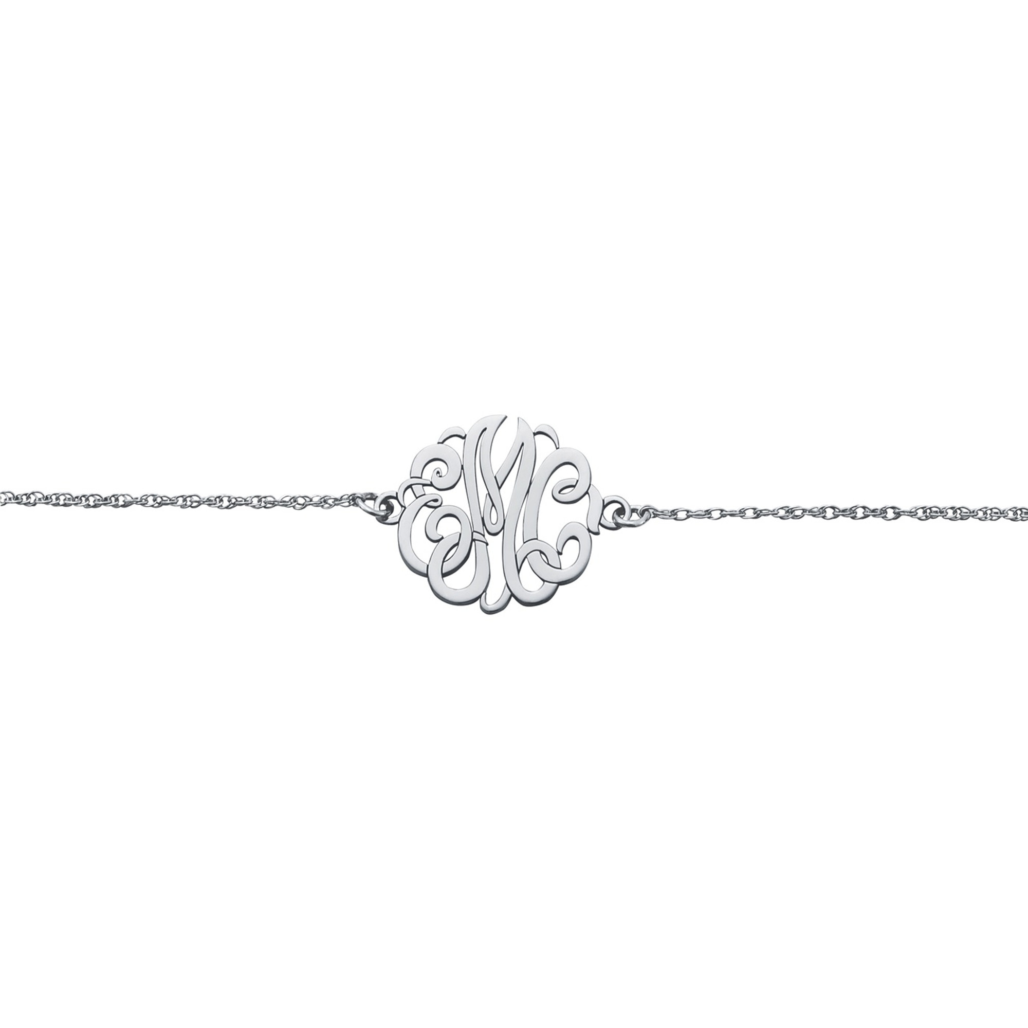 Sterling Silver Script Monogram Bracelet