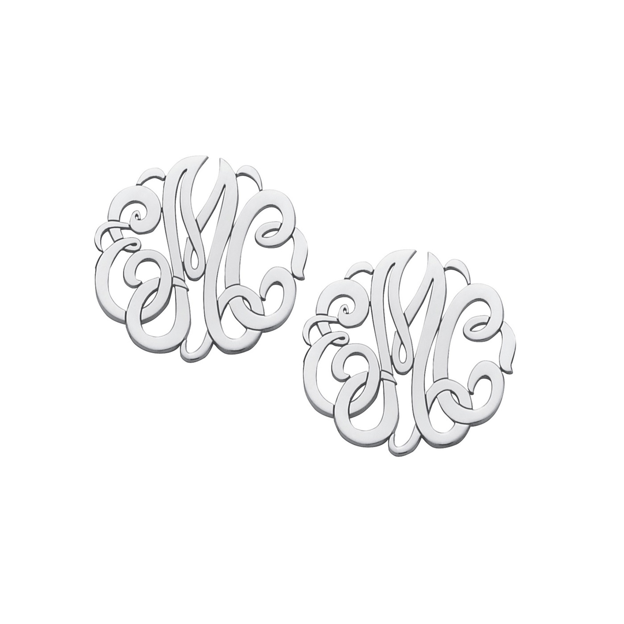 Sterling Silver Script Monogram Earrings
