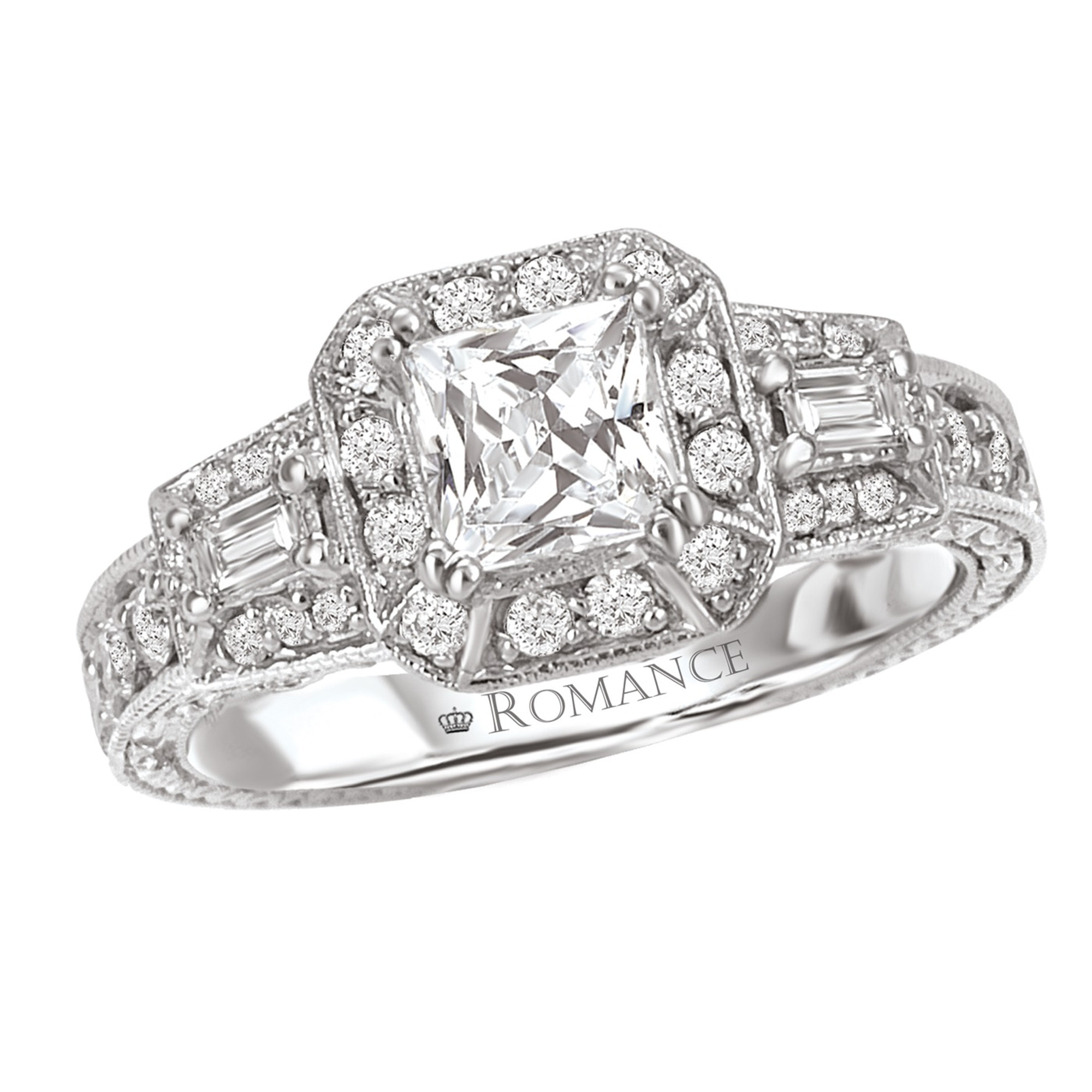 14kt Square Diamond Halo Princess Cut Diamond Engagement Ring Mounting |  Jupiter Jewelry Inc