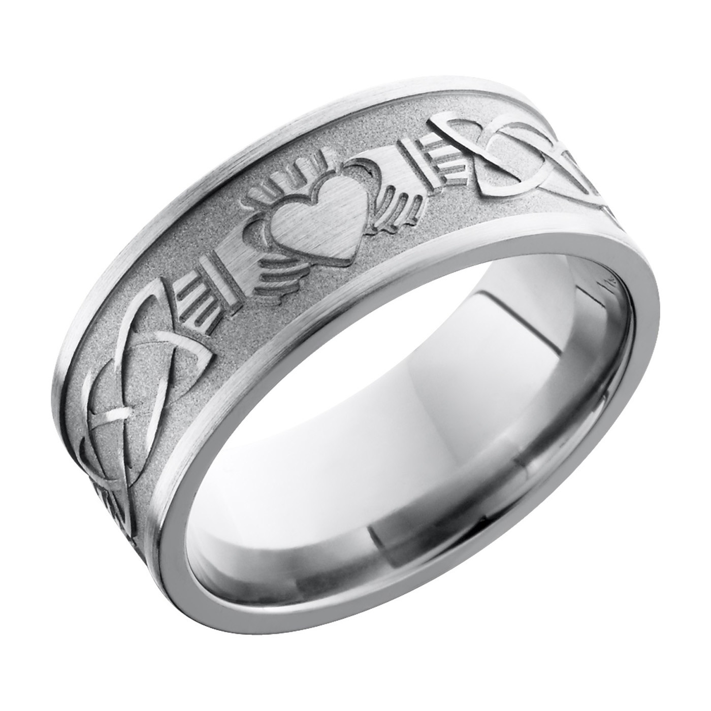 Titanium Laser Carved Claddagh Celtic Band by Lashbrook Designs