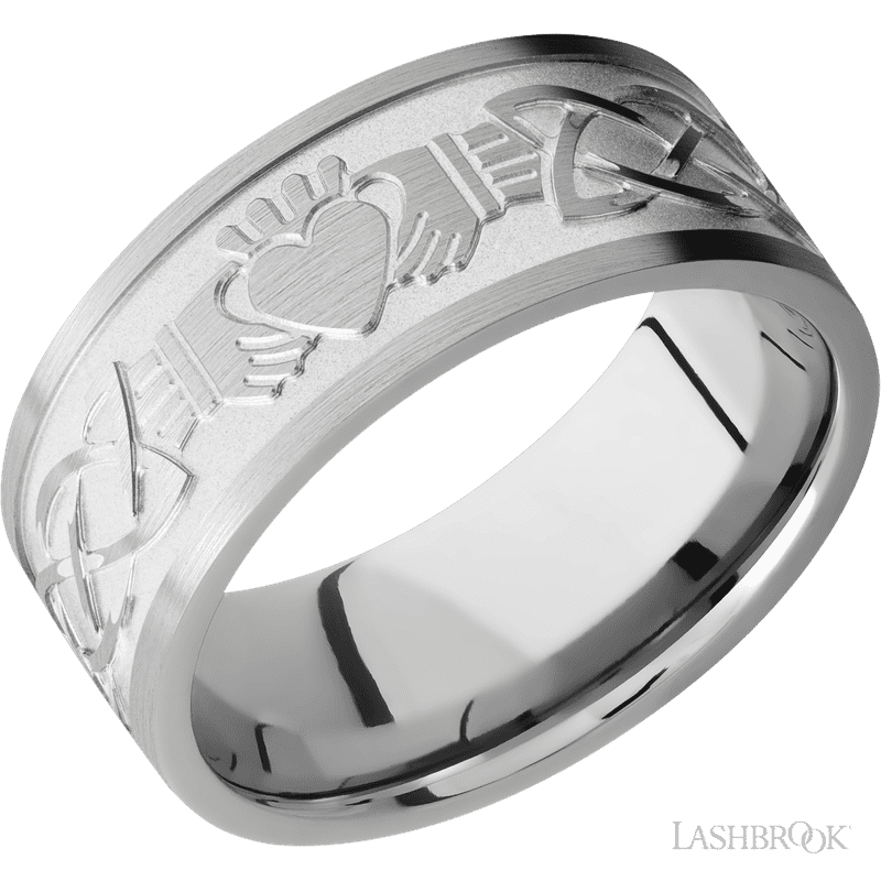 Titanium Laser Carved Claddagh Celtic Band by Lashbrook Designs