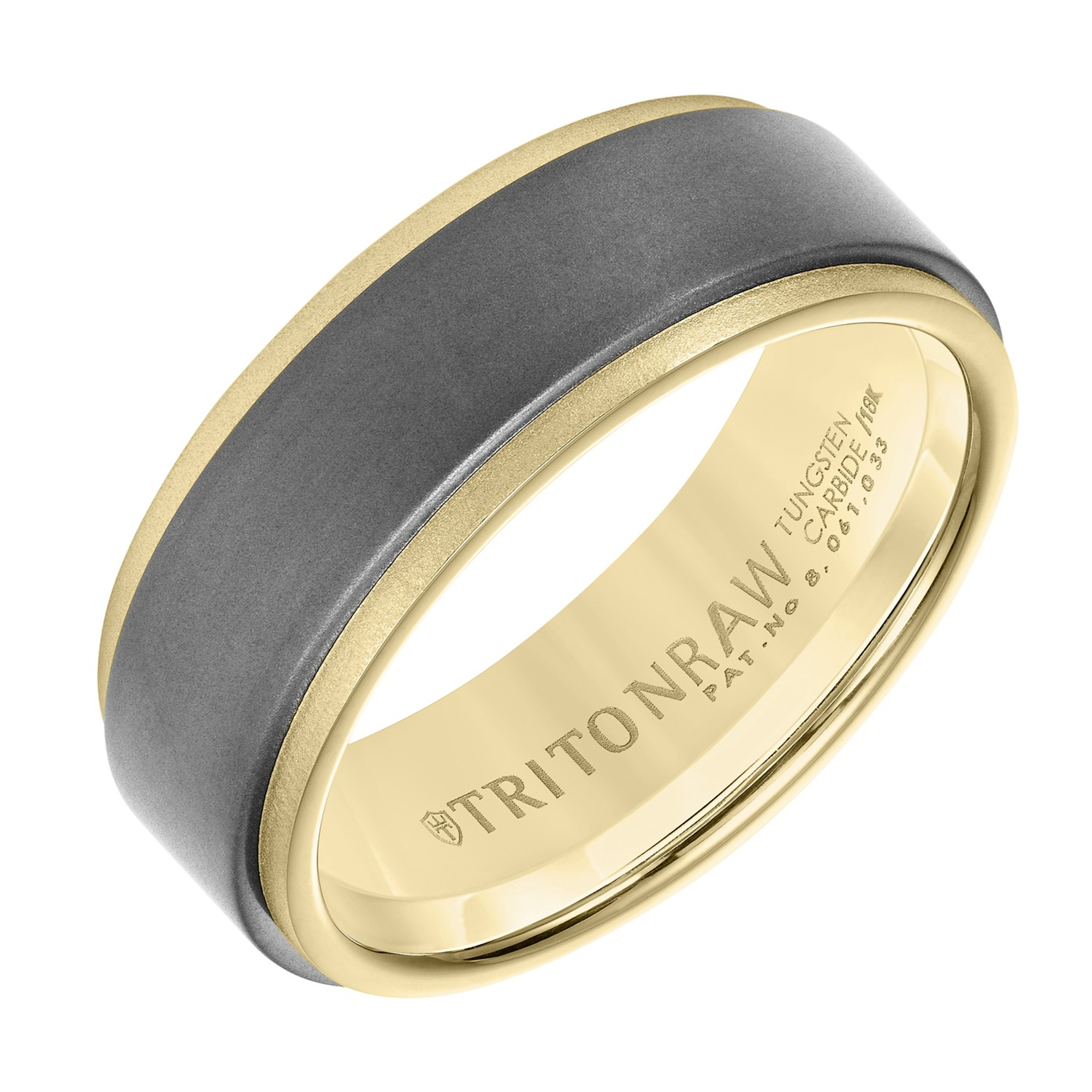 Triton RAW Tungsten and 18K Yellow Gold Mens Ring