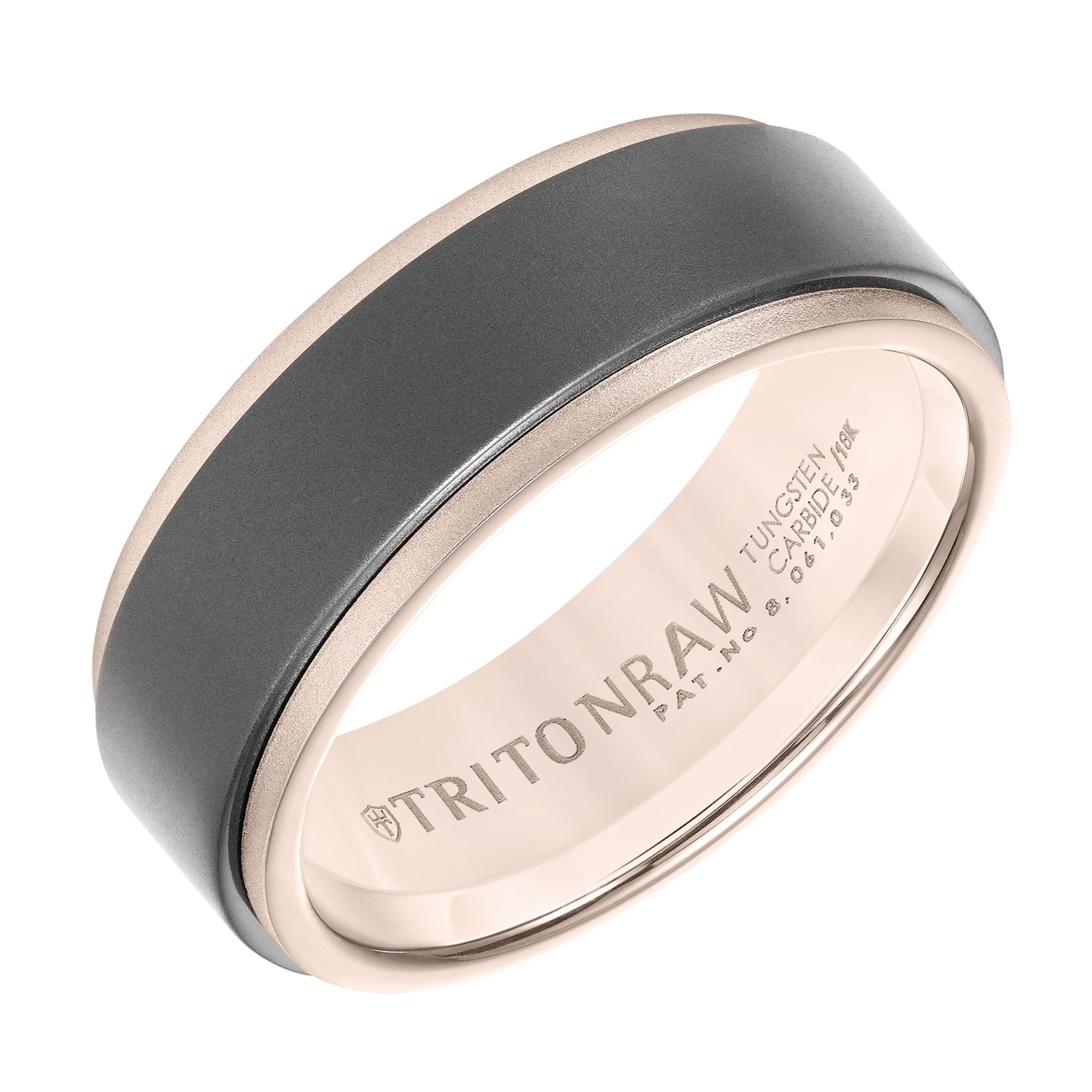 Triton RAW Tungsten and 18K Rose Gold Ring