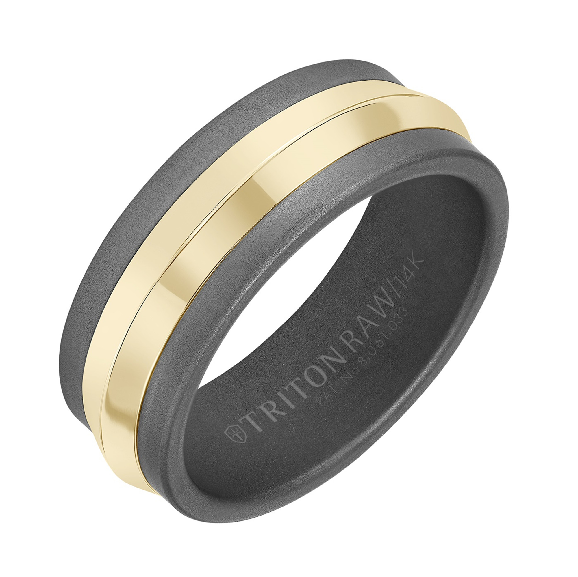 Triton RAW Tungsten and 14K Gold Knife Edge Ring