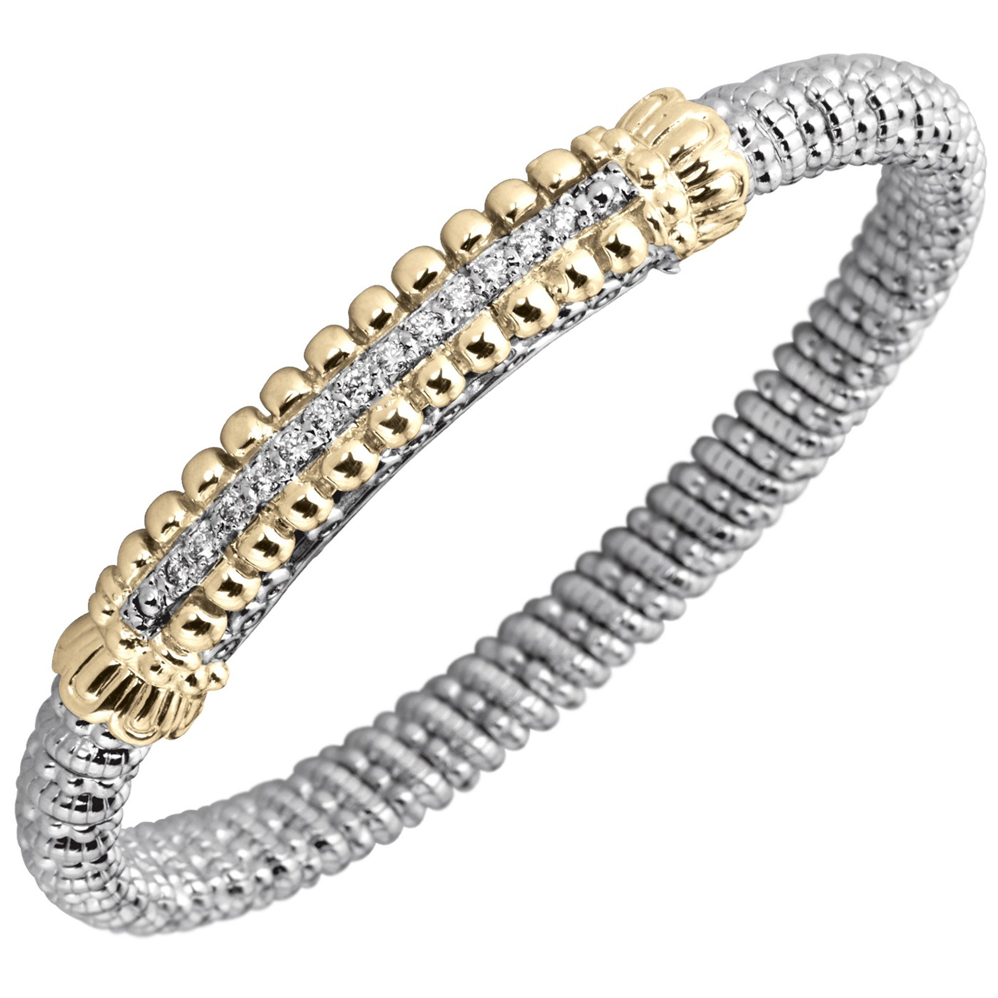 Alwand Vahan Sterling Silver & 14K Yellow Gold Diamond Bracelet with Beaded Design