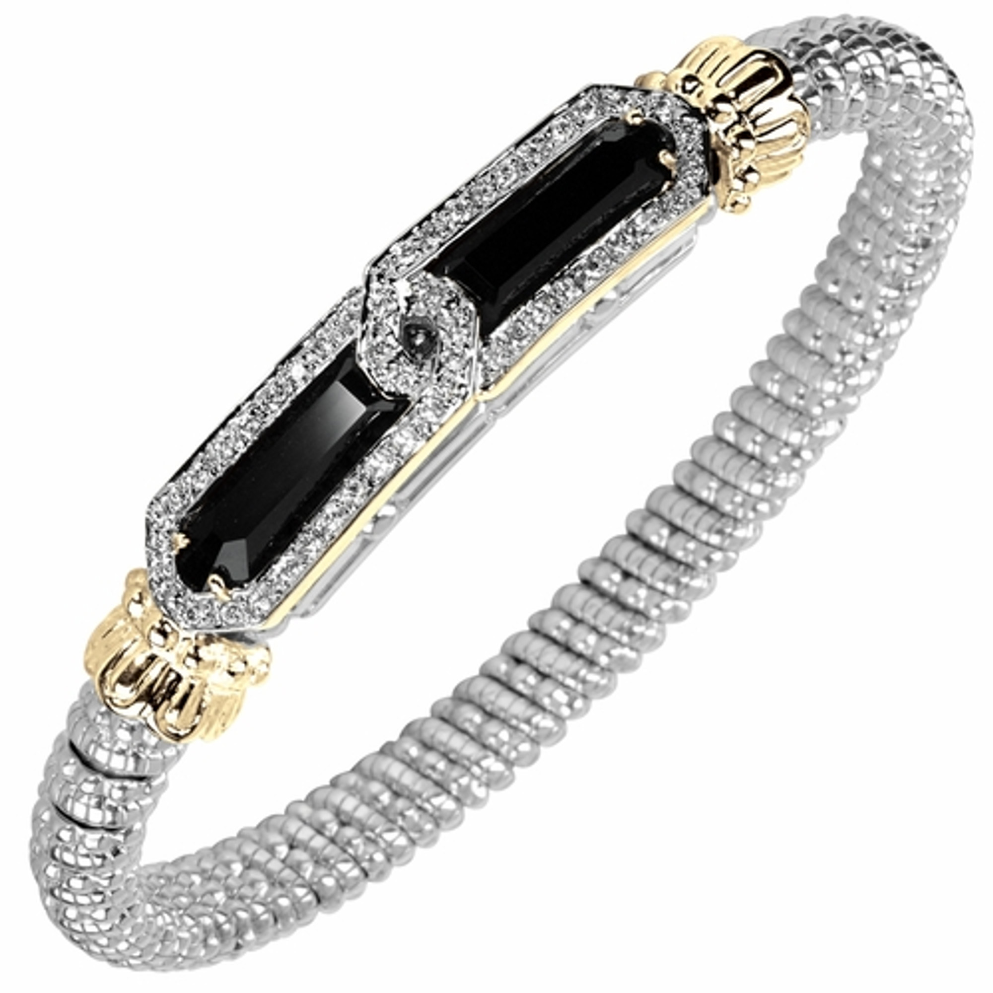 14K White Gold Black & White Diamond Infinity Bracelet