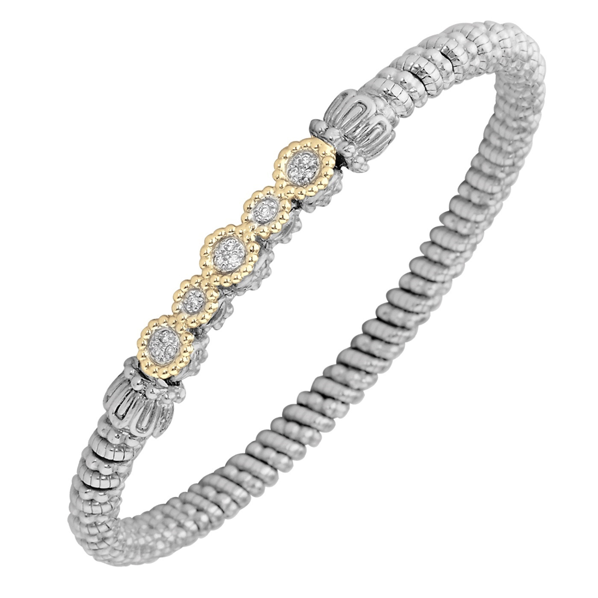 14k Yellow Gold & Sterling Silver Diamond Circles Bracelet by Alwand Vahan 