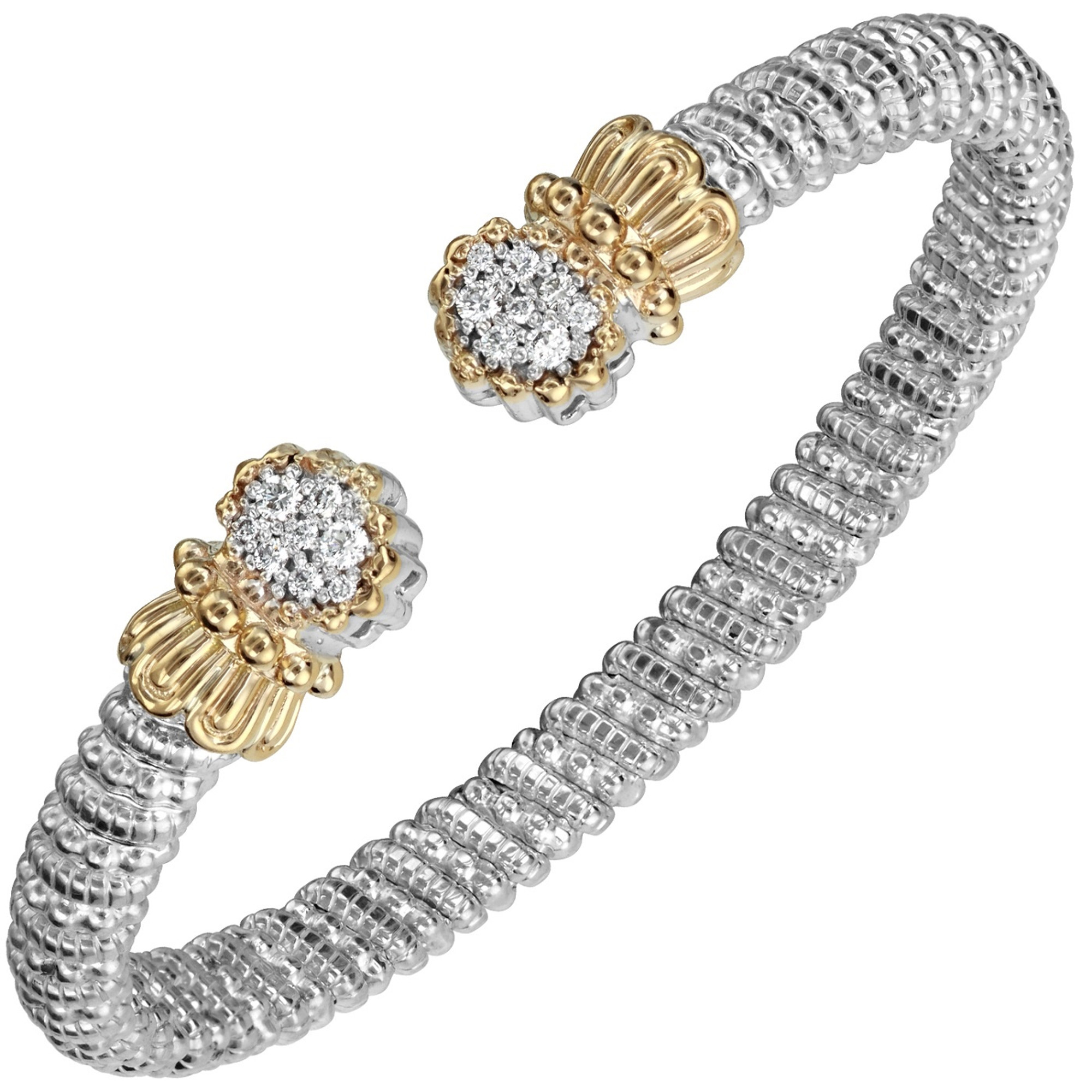 14k Yellow Gold & Sterling Silver, Diamond Multi Pave Bangle by Alwand Vahan