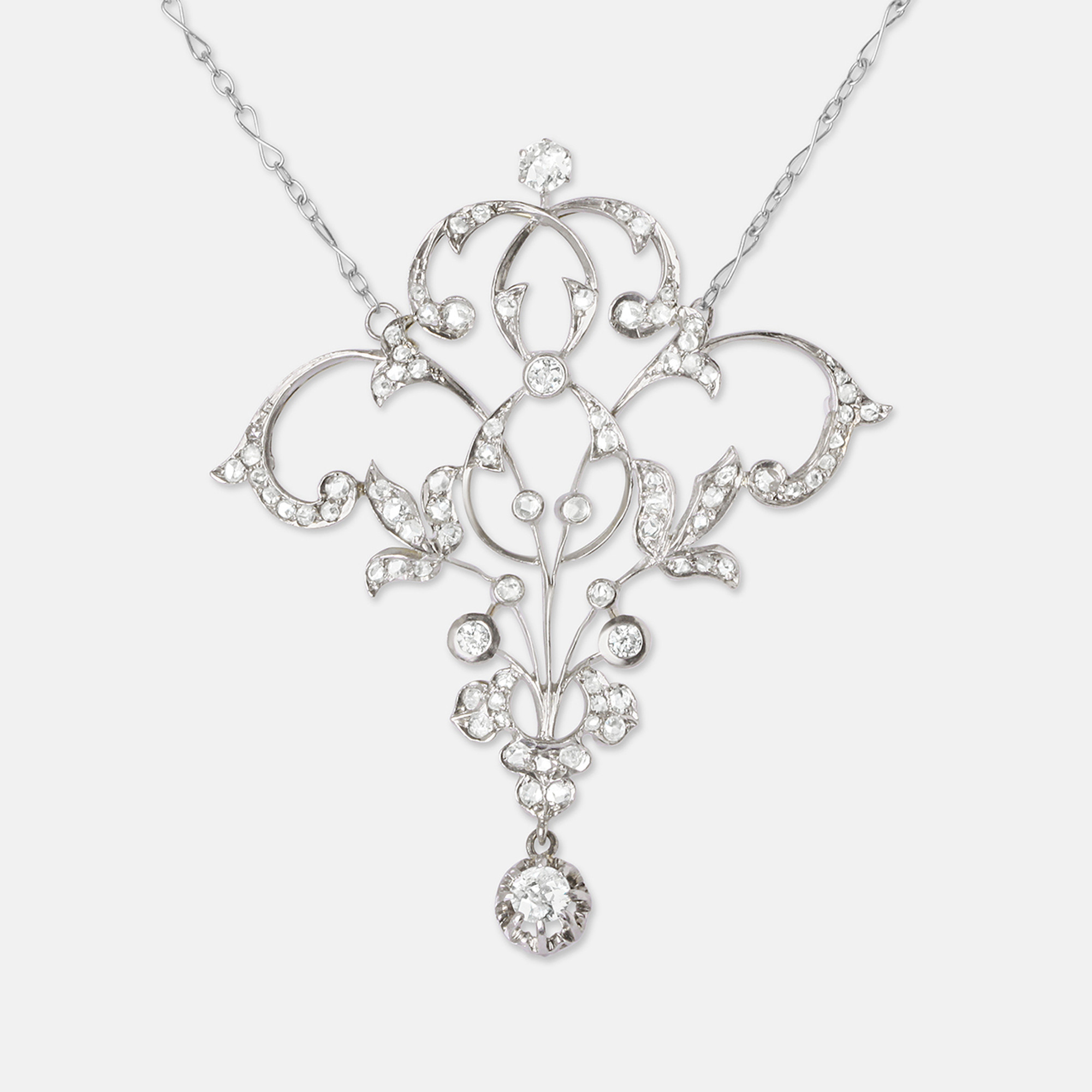 Florence - Edwardian Vintage Diamond, Silver & 14k Yellow Gold Necklace Florence - Edwardian Vintage Diamond, Silver & 14k Yellow Gold Necklace